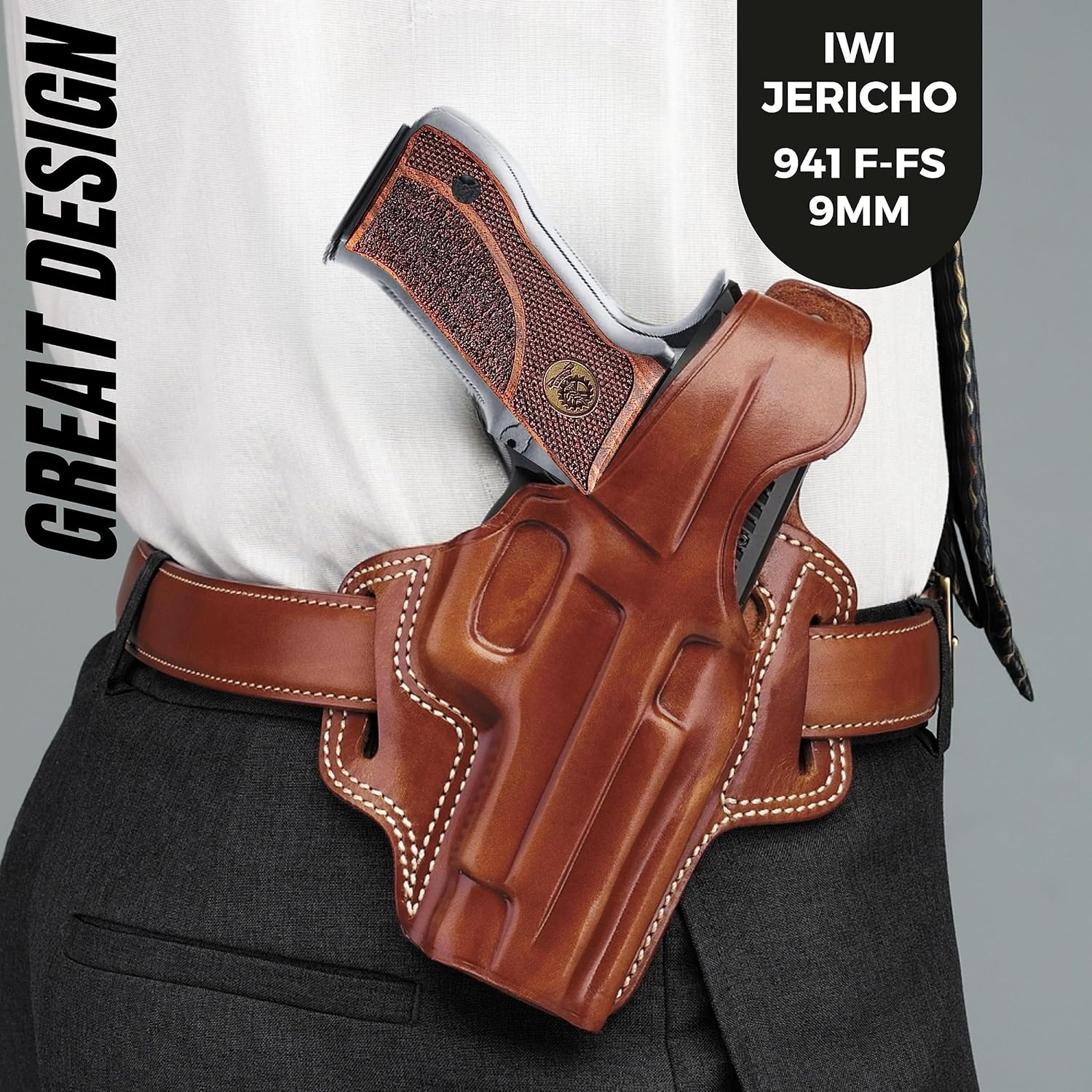 J. 941 Replacement Gun Handgun Pistol Rubber Textured Non-Slip Ergonomic Custom Durable Precision Panels Natural Wood 3D Texture Holster Weapon