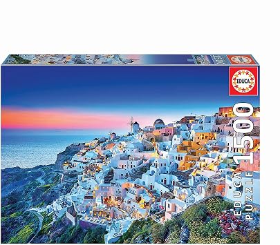 Educa - Santorini - 1500 Piece Jigsaw Puzzle - Puzzle Glue Included - Completed Image Measures 33.5" x 23.5" - Ages 14+ 19040