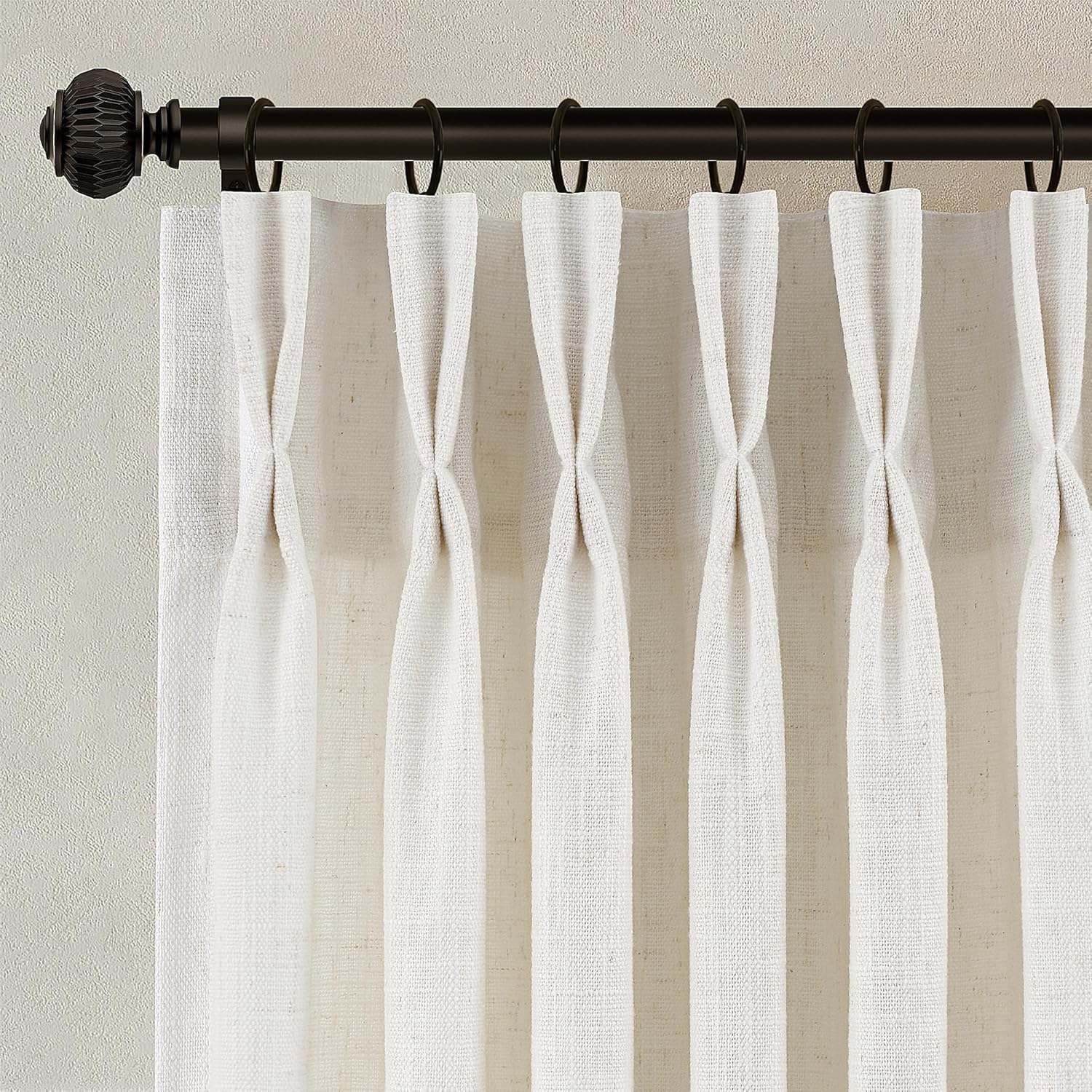 Pinch Pleated Linen Curtains 90 Inches Long for Living Dining Room Bedroom 2 Panel Set Natural Cream Birch Pinch Pleat Curtain 90 Inch Neutral Boho Floor to Ceiling Curtains Semi Sheer Linen Drapes 40"W x 90"L (Pack of 2) Natural
