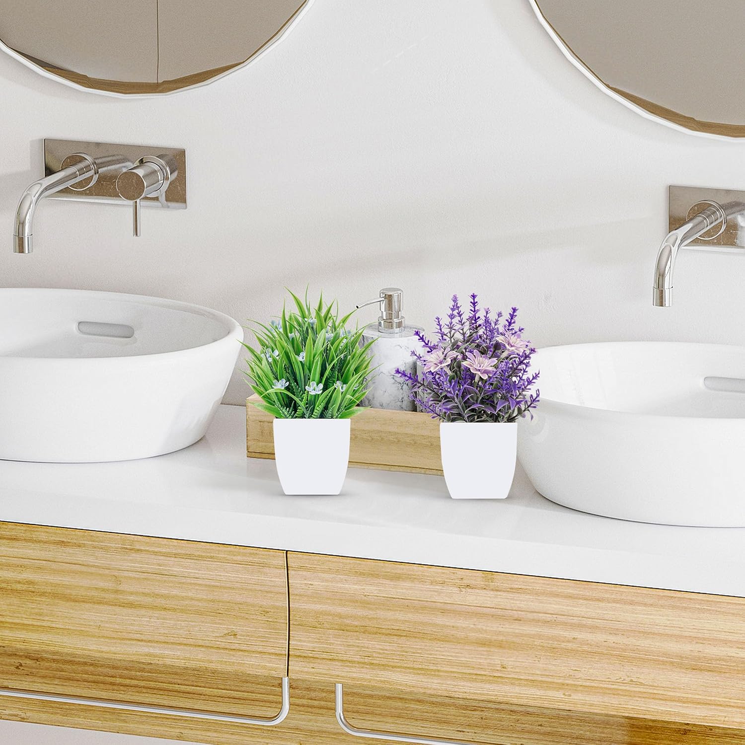 Der Rose 4 Pack Small Fake Flowers Plants Spring Decorations for Centerpiece Table Decorations Desk Home Bathroom Office Decor - Image 4