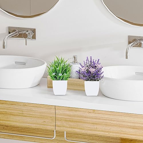 Miniatura 35 de Der Rose Paquete de 2 pequeñas plantas artificiales en maceta para mesa, escritorio, hogar, baño, oficina, decoración 2-Verde