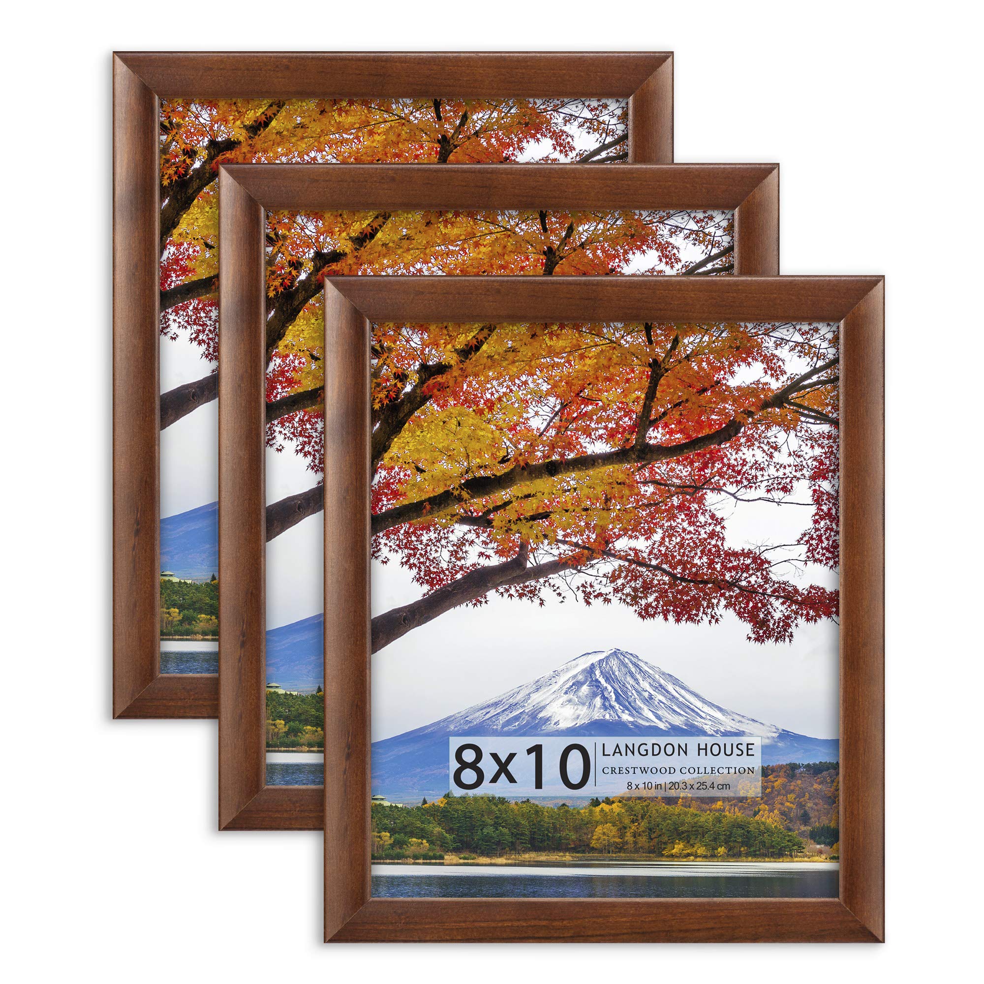 Buy Langdon House 8x10 Picture Frames (Cherry Stained, 3 Pack), Solid