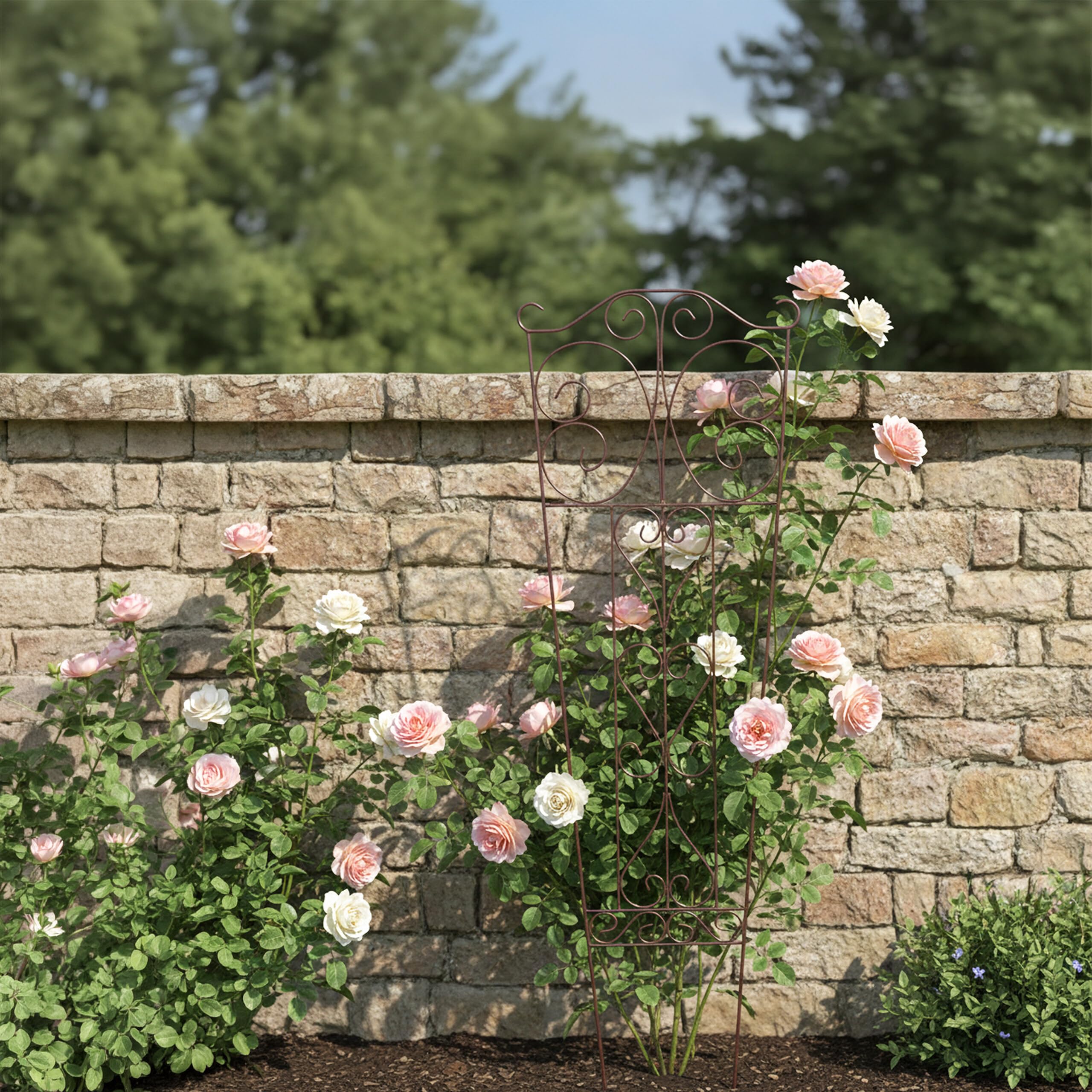 Relaxdays Rankgitter, 2er Set, HxB: 115 x 38 cm, Metall, Rankhilfe für Kletterpflanzen, Garten, Rosenrankhilfe, braun