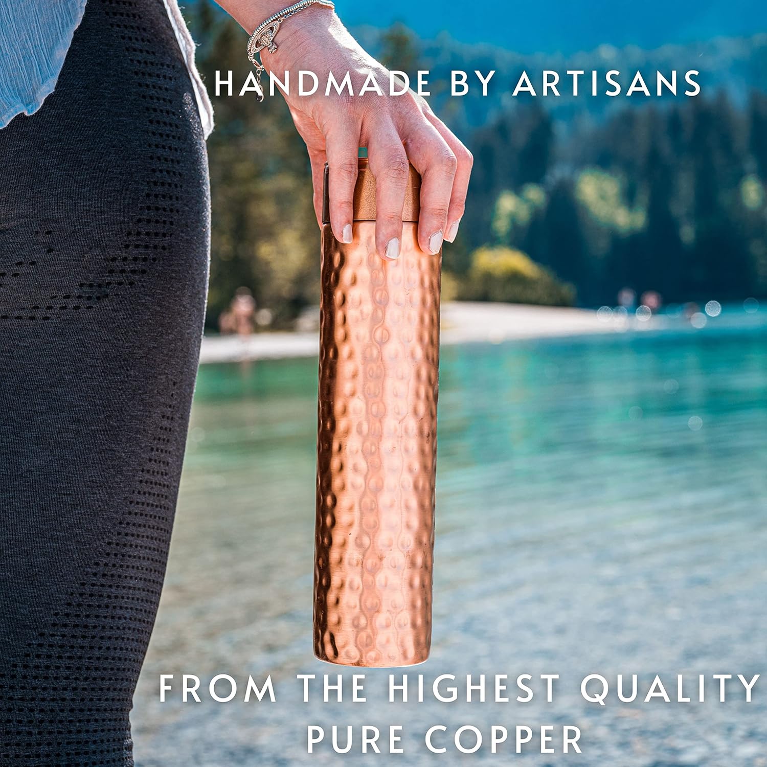 Copper Water Bottle - 34oz Hammered Vintage Modern Design - A Handcrafted Ayurvedic Pure Copper Vessel For Drinking - Drink More Water, Lower Your Sugar Intake And Enjoy The Health Benefits - Image 4