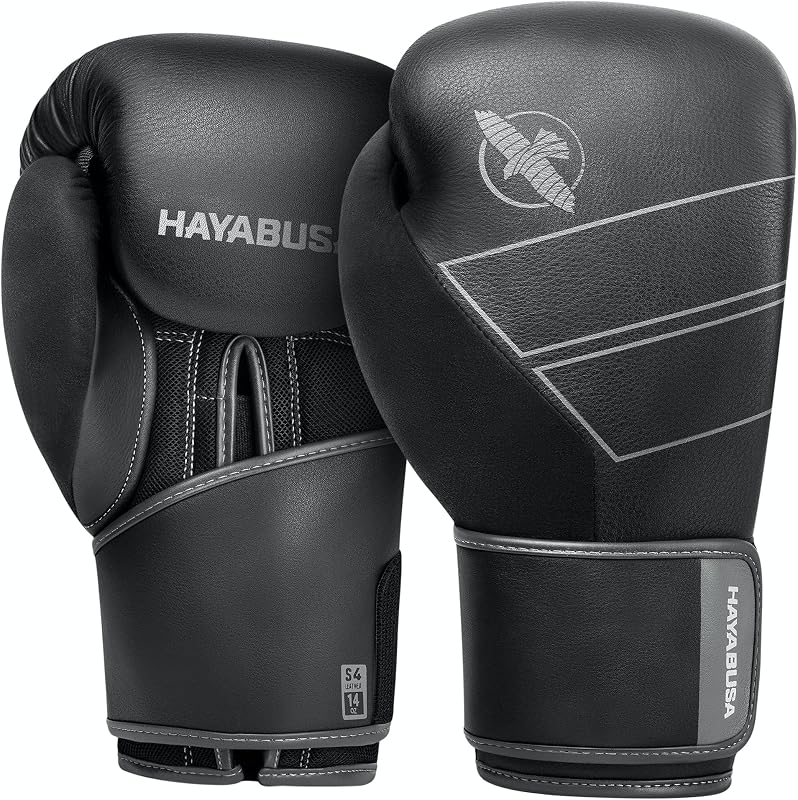 Guantes de boxeo de cuero Hayabusa S4 | Guantes de boxeo de 12 oz, guantes de Muay Thai, guantes de kickboxing, guantes de entrenamiento de cuero, hombres y mujeres, guantes de boxeo de 16 oz