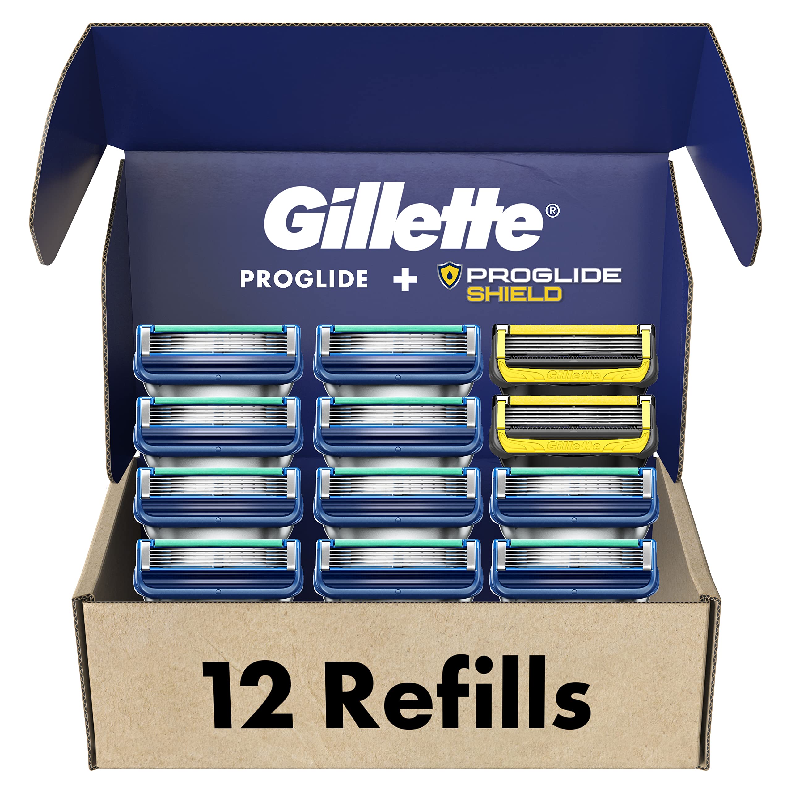 Gillette Men's Razor Blade Refills, 10 ProGlide Cartridges, 2 ProGlide Sheild Cartridges