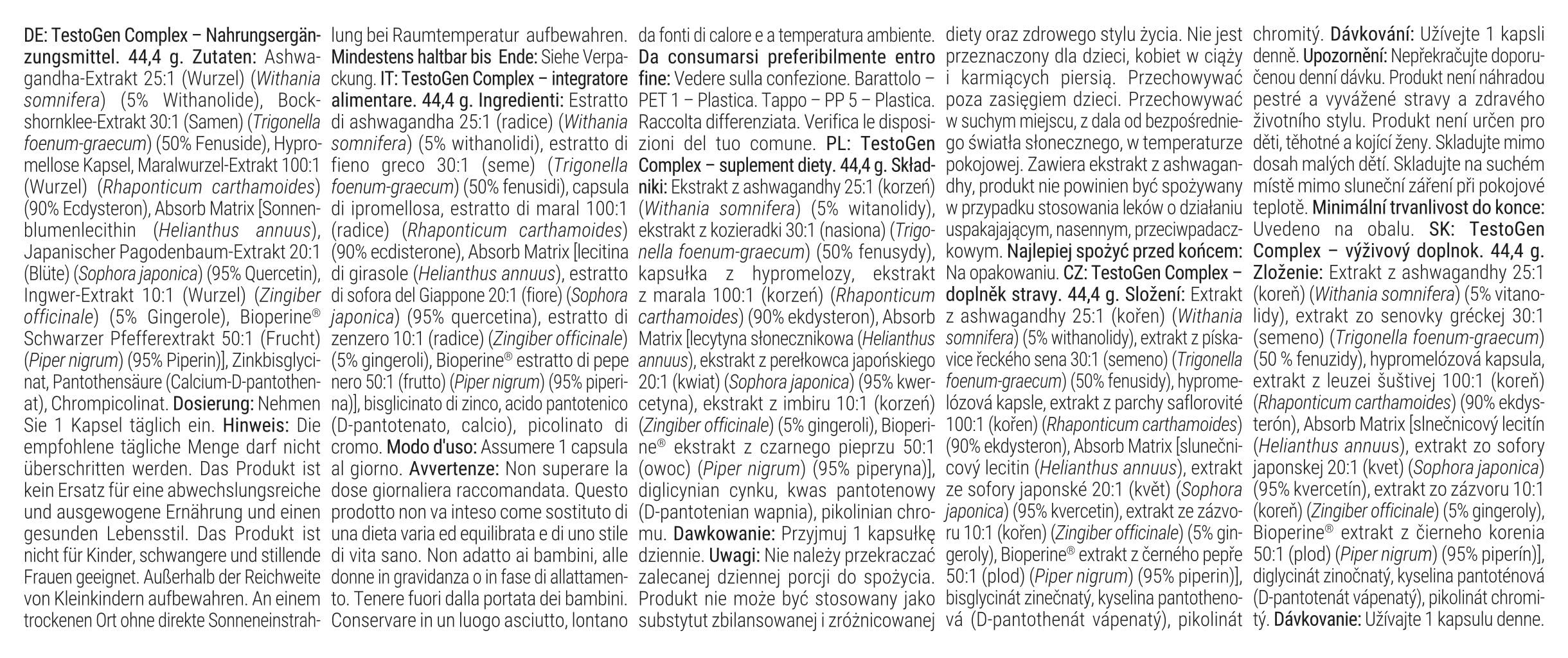 GymBeam Testogen Complex - Testobooster con Zinco, Ashwagandha e 10 Ingredienti Attivi - Supporto Testosterone, Energia e Vitalità - Riduce Stanchezza - Capsule Vegane