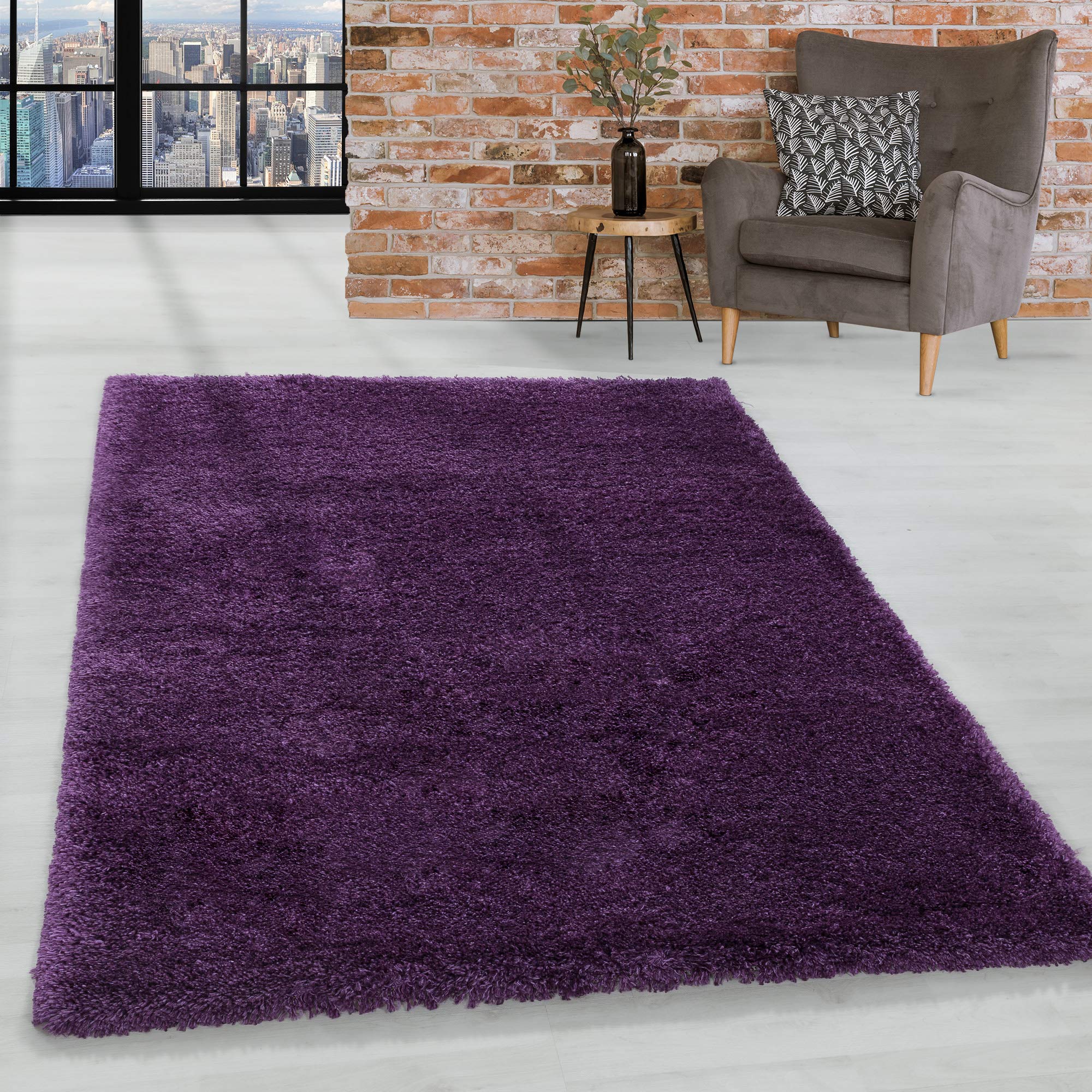 Tapijt Lange stapel ruig Gewoon ontwerp Woonkamer 30 mm poolhoogte Pluizig Zacht Rechthoekig Rond Lopers, kleur:Grijs, Groote:240x340 cm