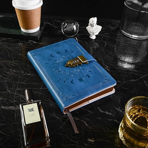Miniatura 6 de ZXHQ Diario con cerradura para mujeres y hombres, diario secreto para niñas, cuaderno de escritura de cuero recargable, tamaño A5 (8.5 x 5.9