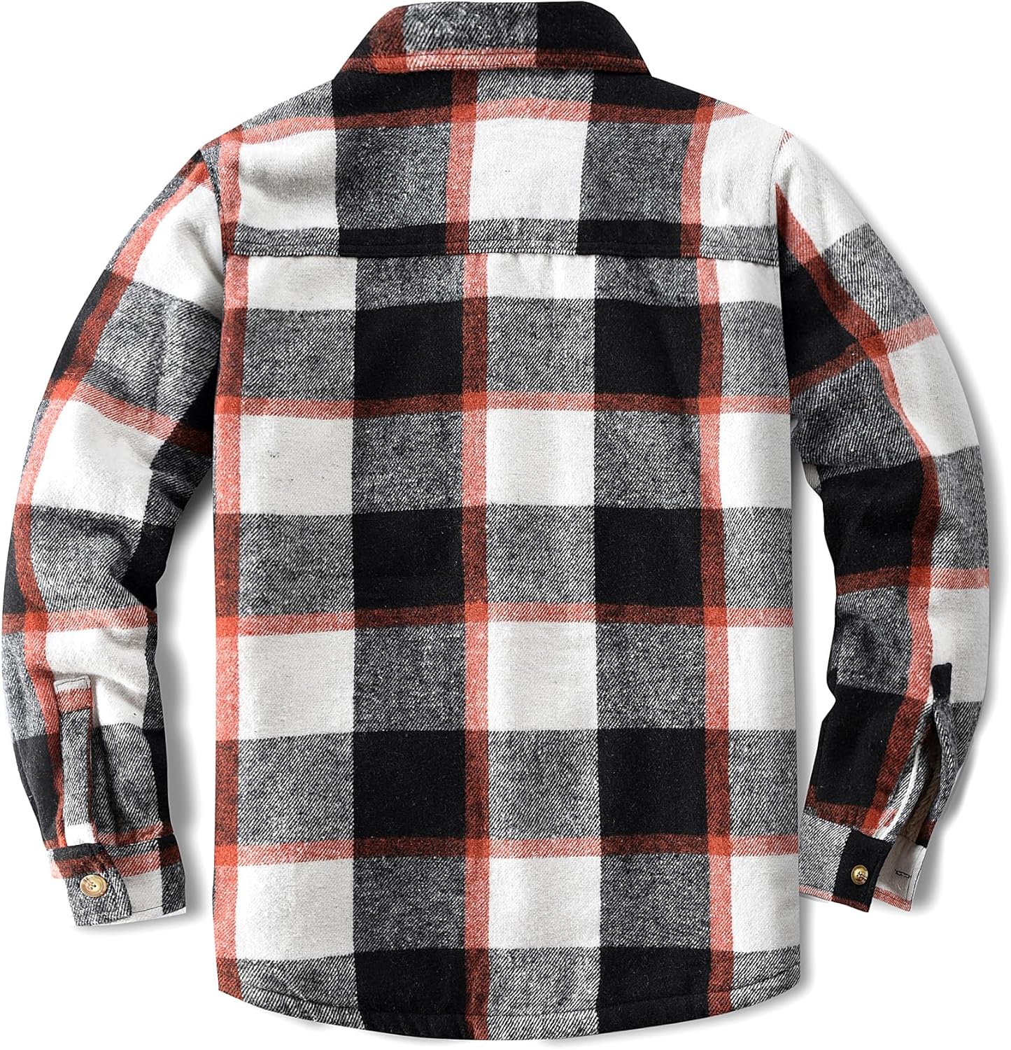Men's Cotton Sherpa Lined Button Down Flannel Shirt Jacket Plaid Soft Outdoor Flannel Jacket Shirt - Image 4