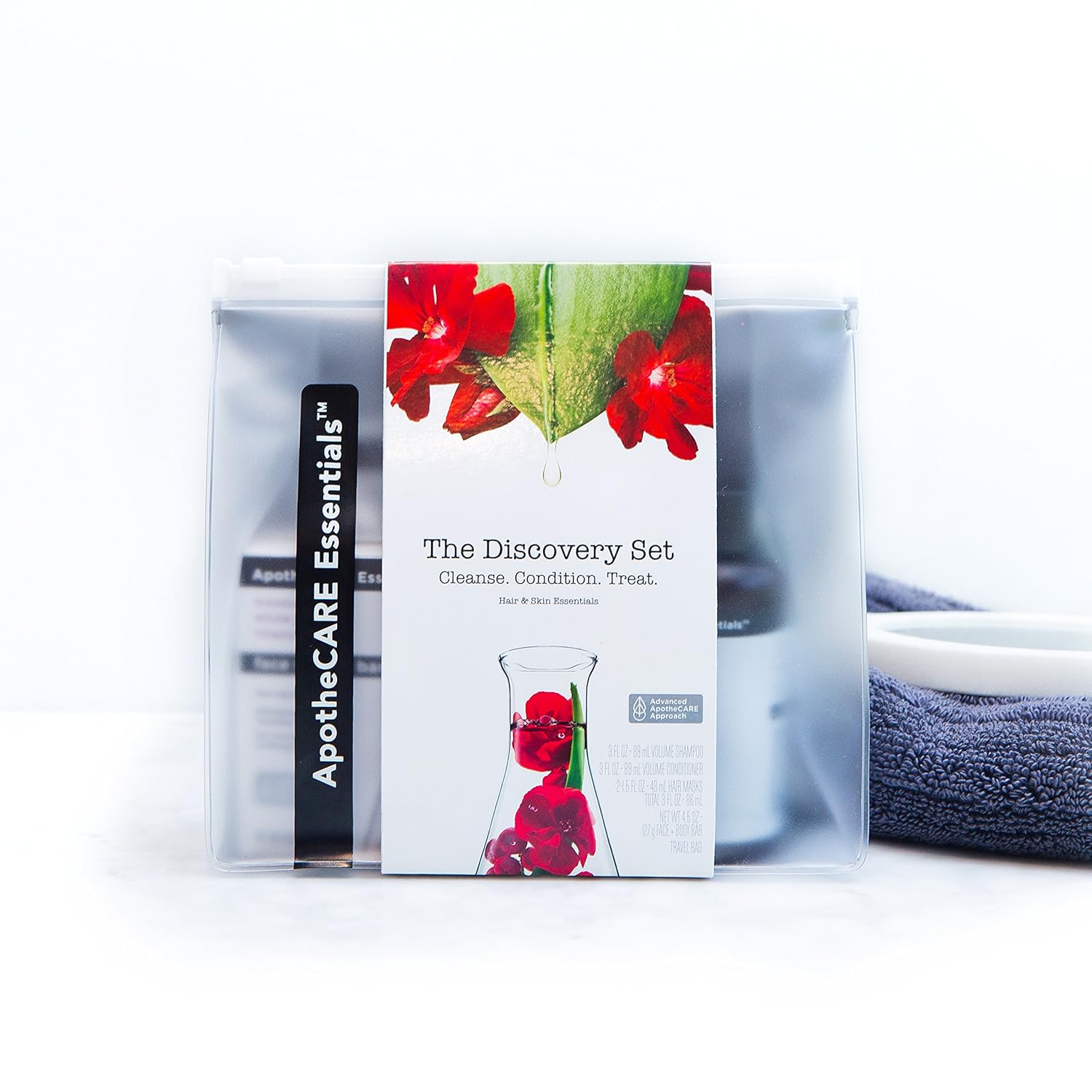 NEW ApotheCARE Essentials Discovery 5 Piece Hair & Body Set: Volume Shampoo + Volume Conditioner + 2x Deep Treatment Hair Masks + BONUS Face & Body Coconut Milk Soap Bar, 5 count