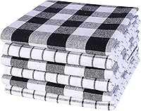 Vista 5 de Toalla de cocina tejida a cuadros de 18 x 28 pulgadas, color negro/blanco, 100% algodón, secado rápido, paños de cocina, toallas de bar, altamente