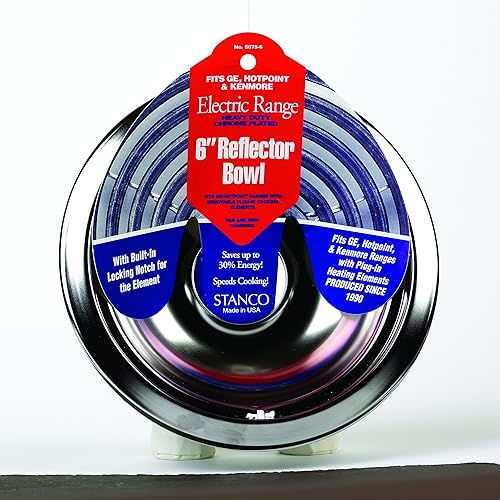 Gama Reflector Bowl Compatible con Ge, Hotpoint & Kenmore Ranges Producido desde 1990 Hd Chrome, Porcel