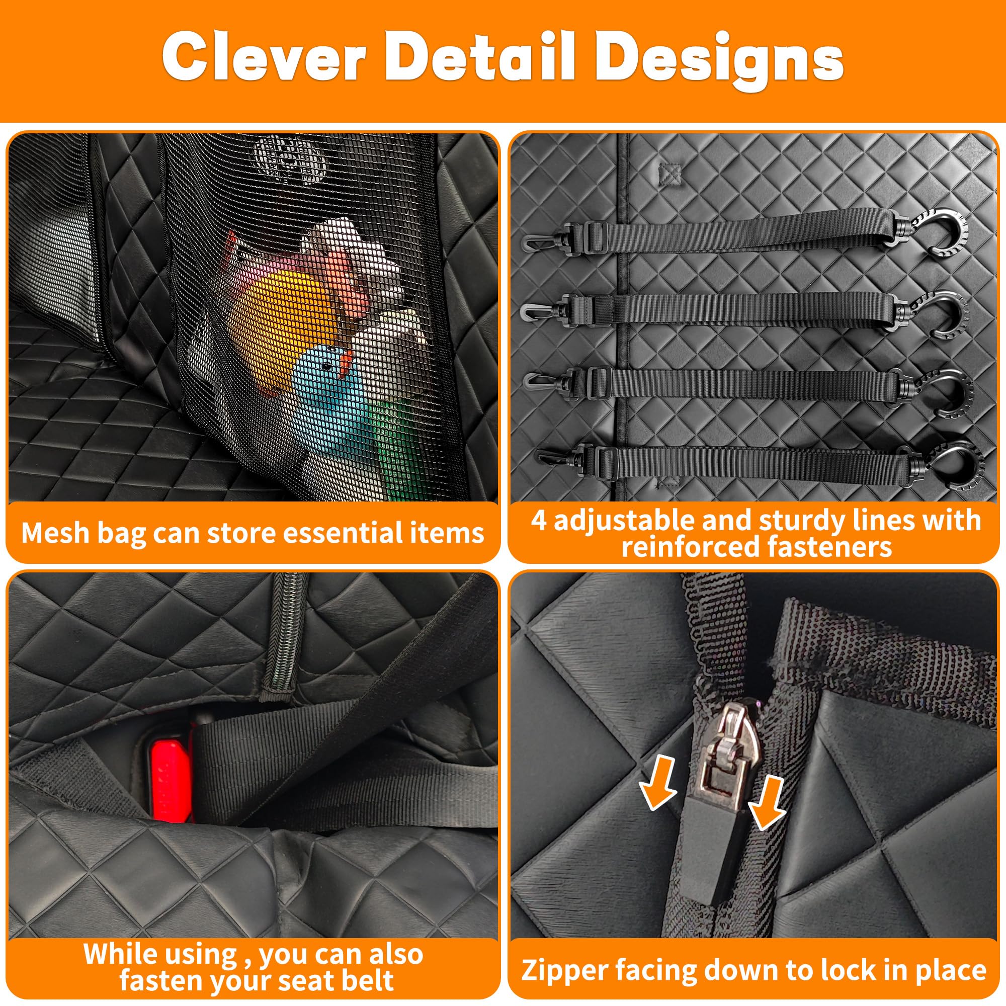 EULANT Protector de Asiento de Coche Grande para Perros con Fondo Duro, Impermeable Funda Extensor de Asiento Trasero para Grande Perro,Resistente Arañazos & Amplio y Antideslizante, Soporta 200KG