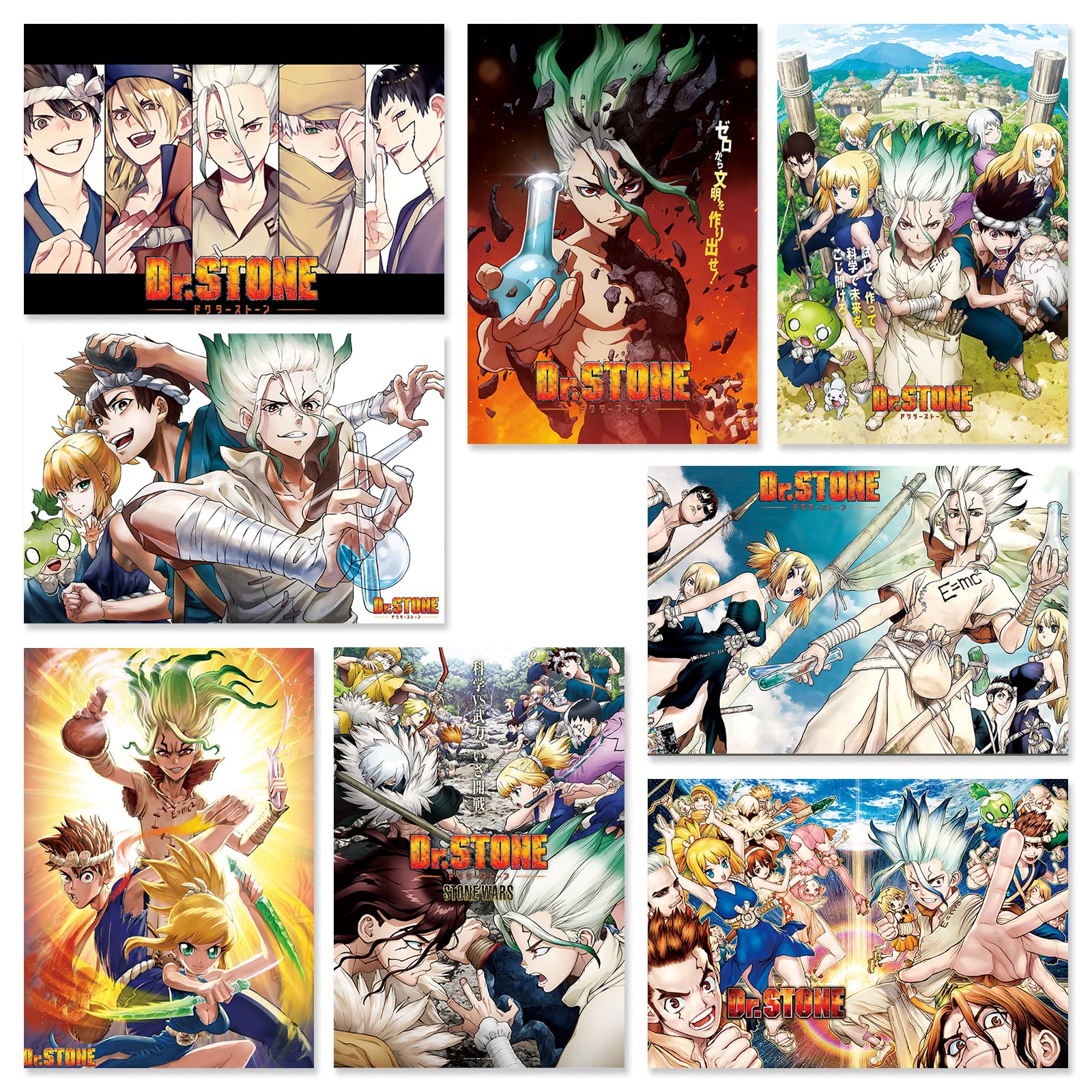 Dr STONE Posters Decor Live Room Bedroom 11.5x16.5 Inch Wall Art Print 8 PCS Anime Posters For Room Aesthetic