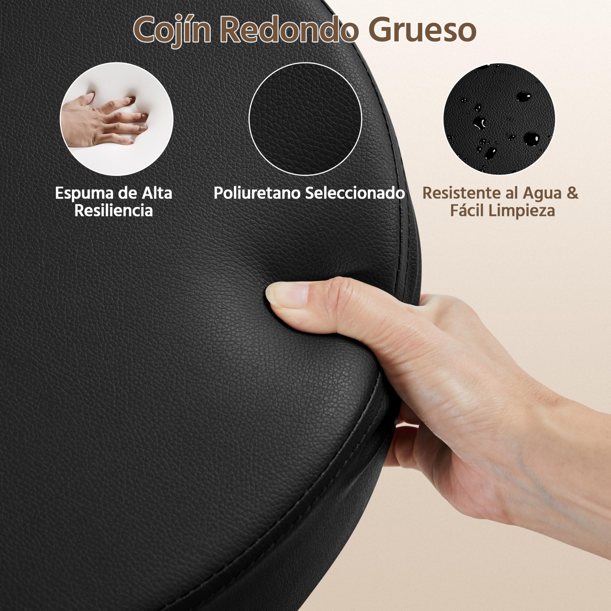 Yaheetech Taburete Giratorio Taburete con Ruedas y Respaldo con Altura Regulable 75.5-85 cm Asiento Tapizado de Polipiel Sintético para Oficina Dormitorio Negro