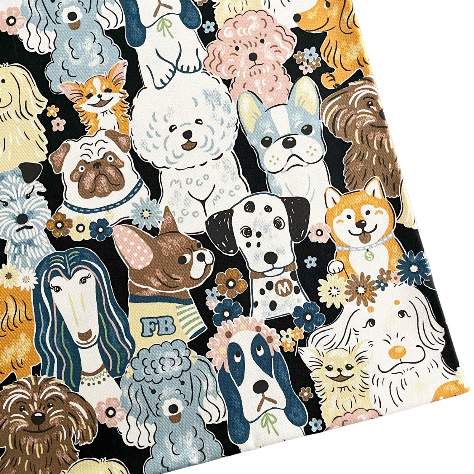 Amazon | 犬柄 生地 布 パワフルアニマル いぬ オックス コットン100