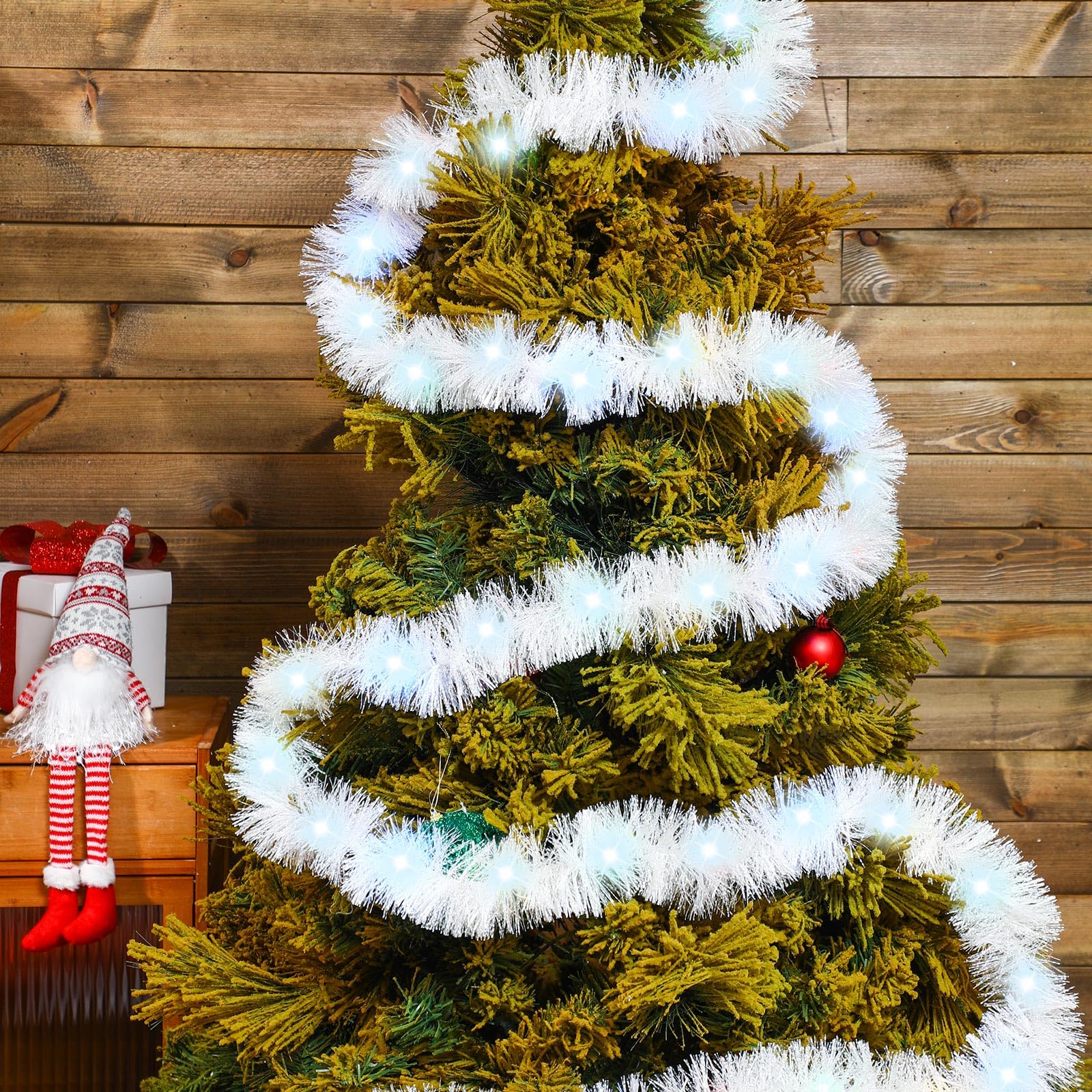 Prelit Garland Colored Lights 16.4 Ft Christmas Lighted Garland - Battery  Operated 50 LED Multicolor Tinsel For Tree \u0026 Home Decor Lit Christmas  Garland Outdoor, image size:1600x1600