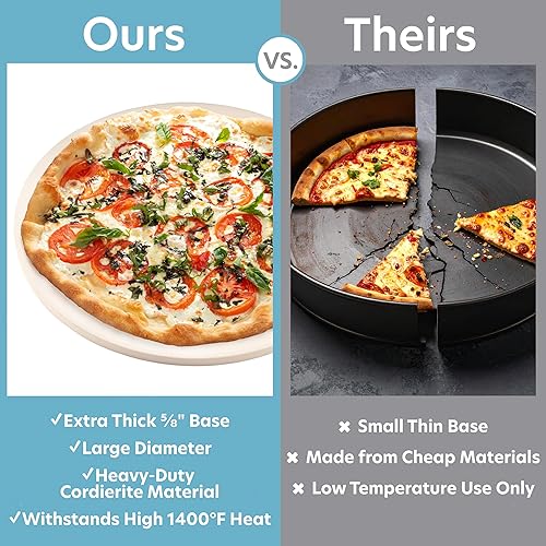 Miniatura 6 de Piedra de pizza para horno parrilla barbacoa piedra redonda de 58 pulgadas extra gruesa con calefacción segura y uniforme sartén XL de 165 pulgadas