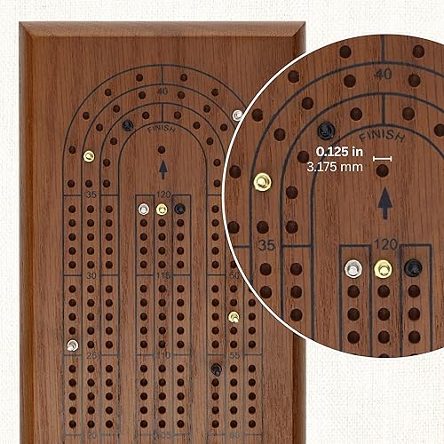 Miniatura 7 de WE Games Juego de tablas clásicas de madera de roble manchado oscuro, 3 tablas con clavijas de metal, tabla de cuna única para juegos familiares,