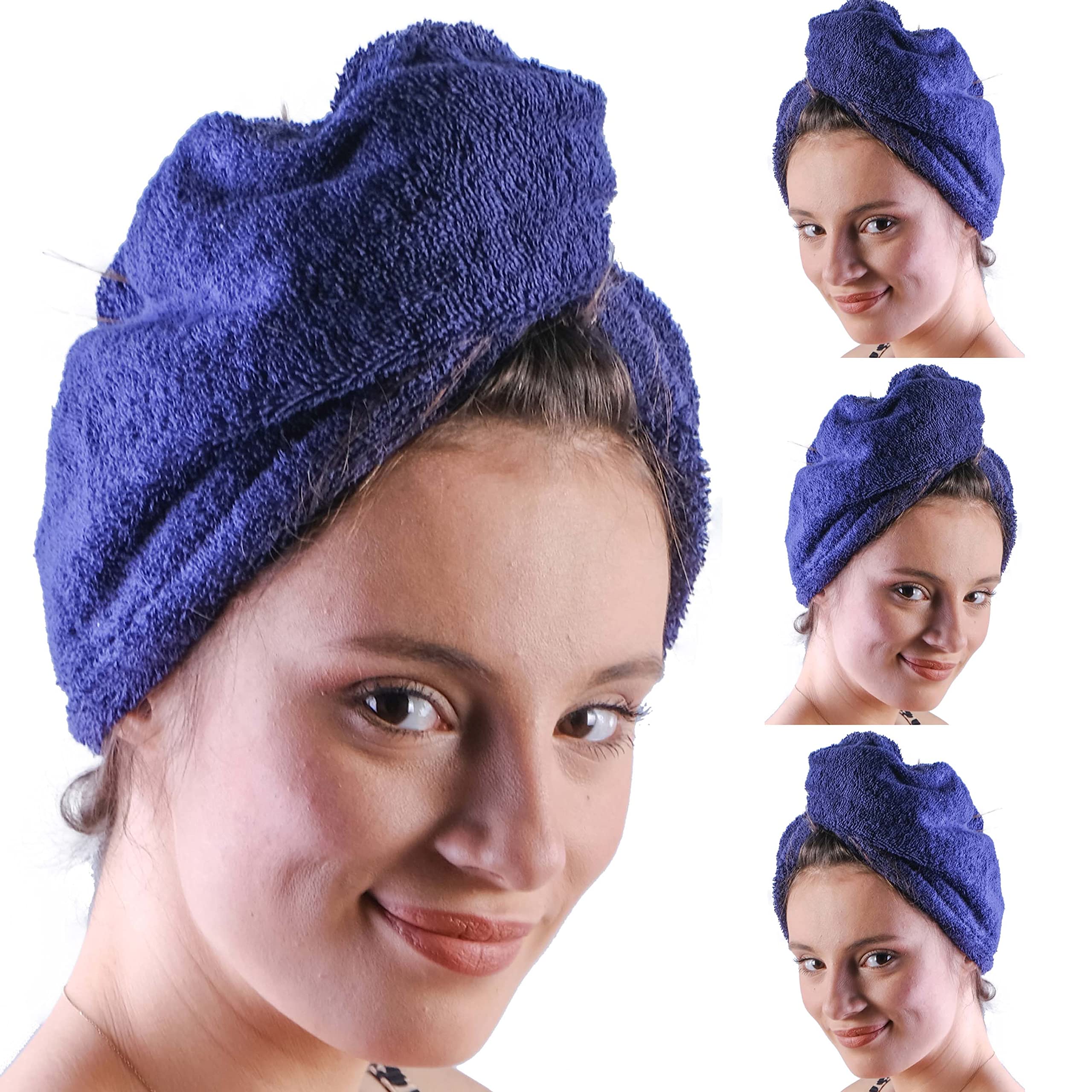 Serviette Turban En Coton Bio 100% Pour Cheveux - Sèche Rapide, Anti-frisottis - Taille Unique Adulte/enfant - Multicolore