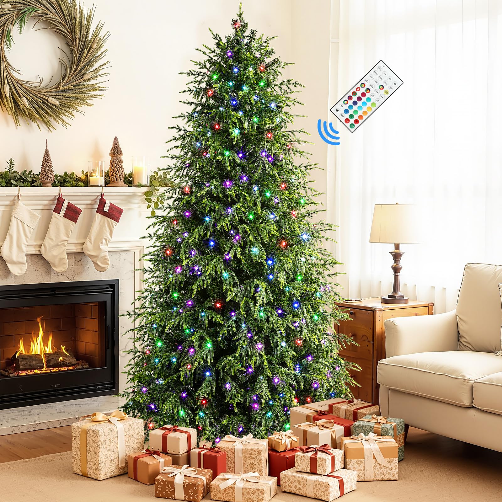 SHareconn 7ft Prelit Hinged Norfolk Pine Artificial Fake Christmas