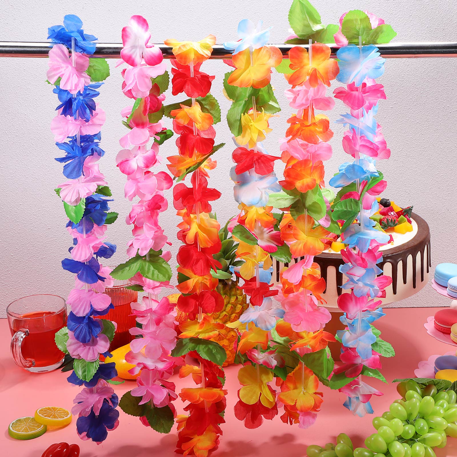 Amazon | Happyyami ハワイアンレイ ハワイ花輪 布 6点セット