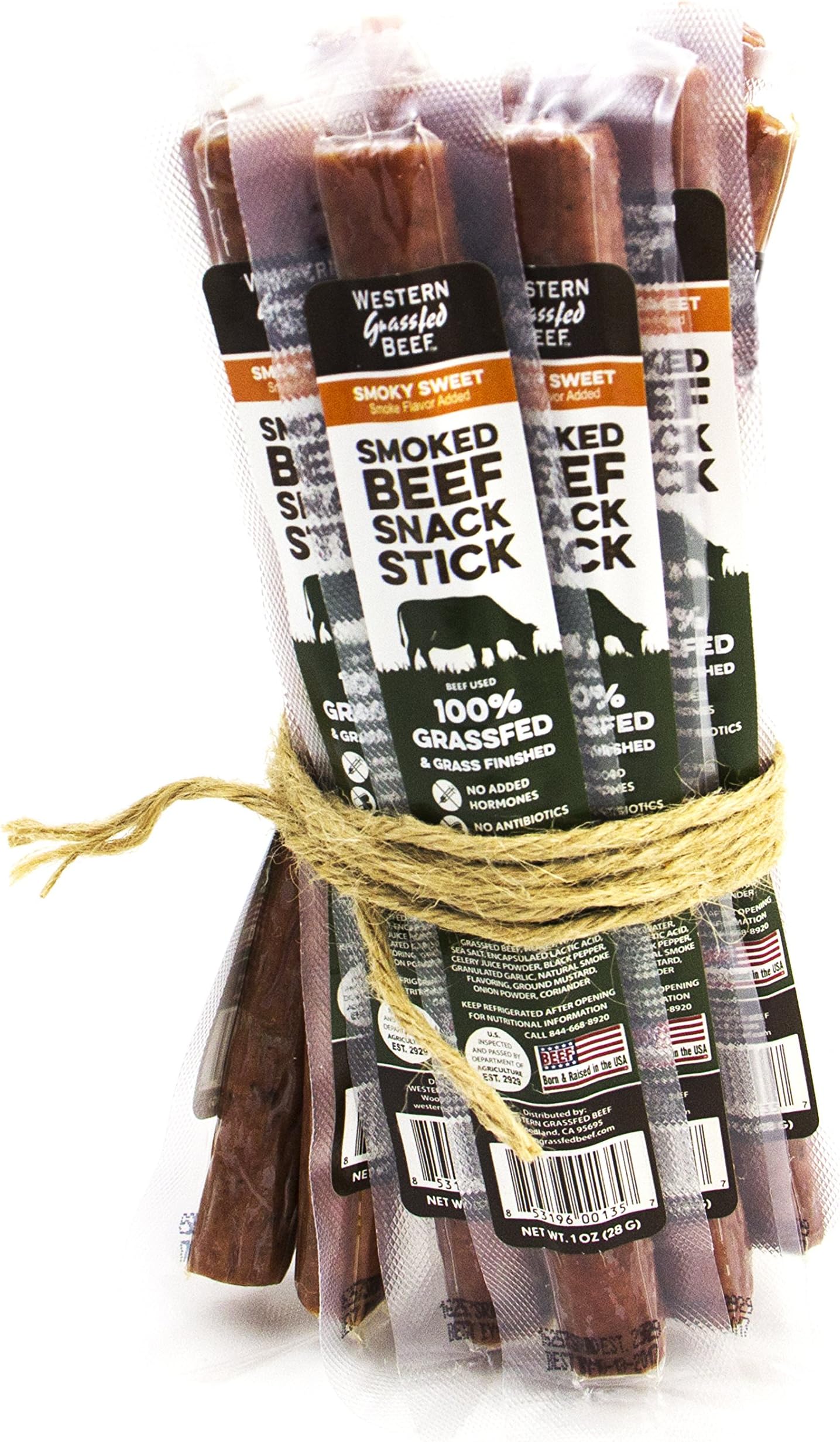 100% Grass Fed Beef Snack Sticks Smoky Sweet (12 pack)