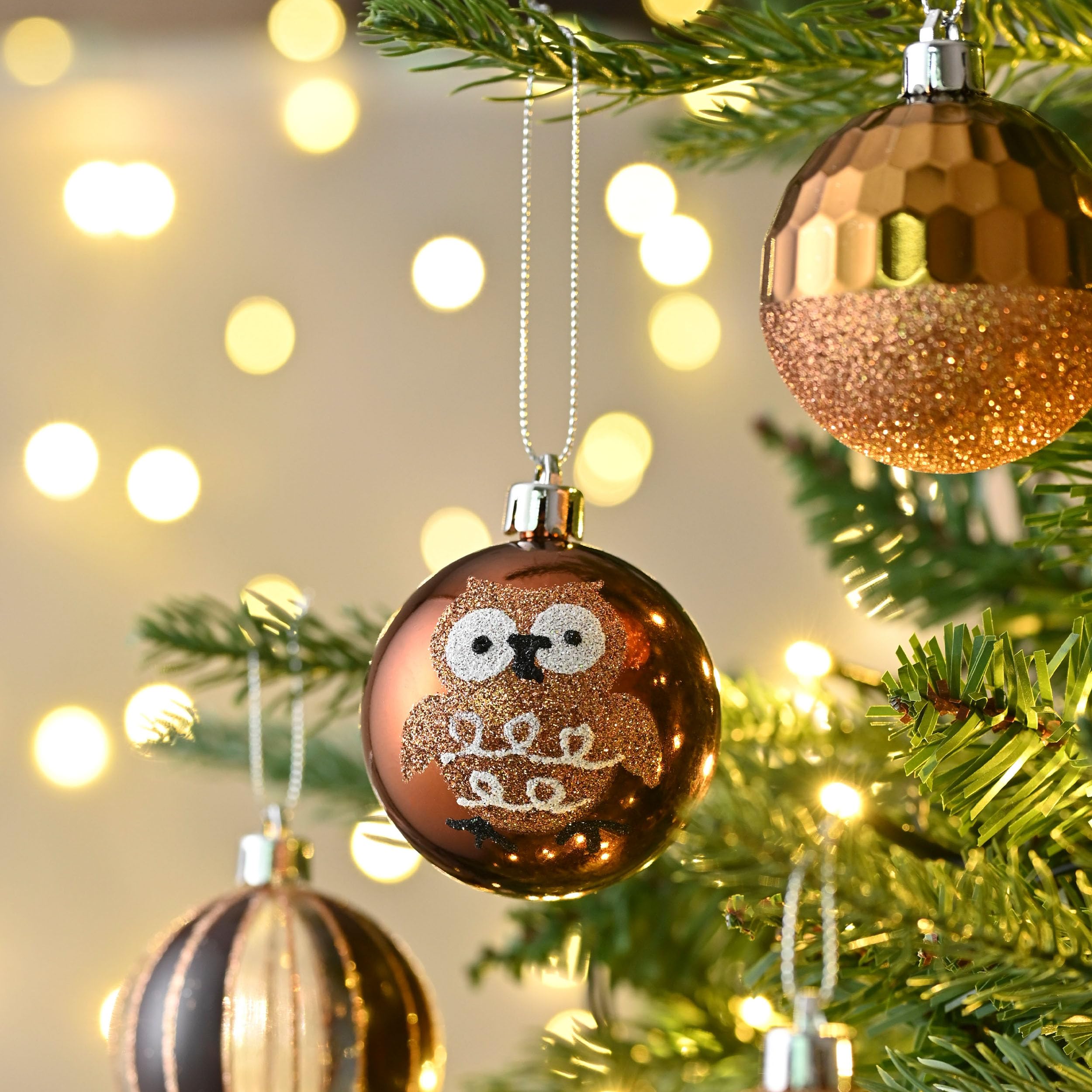 60 Boules De Noël Cuivrées, Dorées Et Rouges - Décoration D'arbre Festive Et élégante - 6