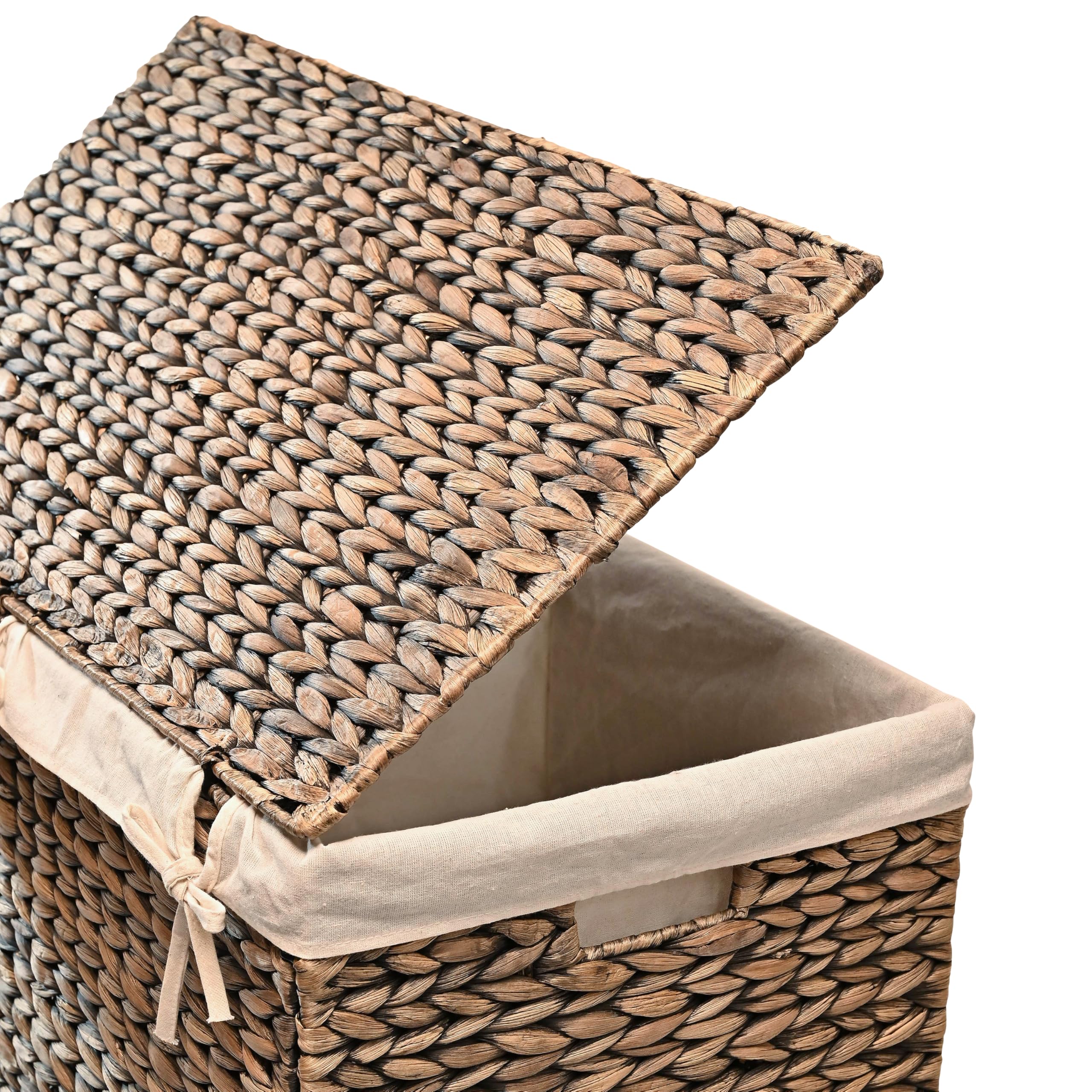 Cesto Portabiancheria Pieghevole Happimess Sawyer In Giacinto Intrecciato, 2 Scomparti, Con Fodera E Coperchio, 61 Cm, Marrone