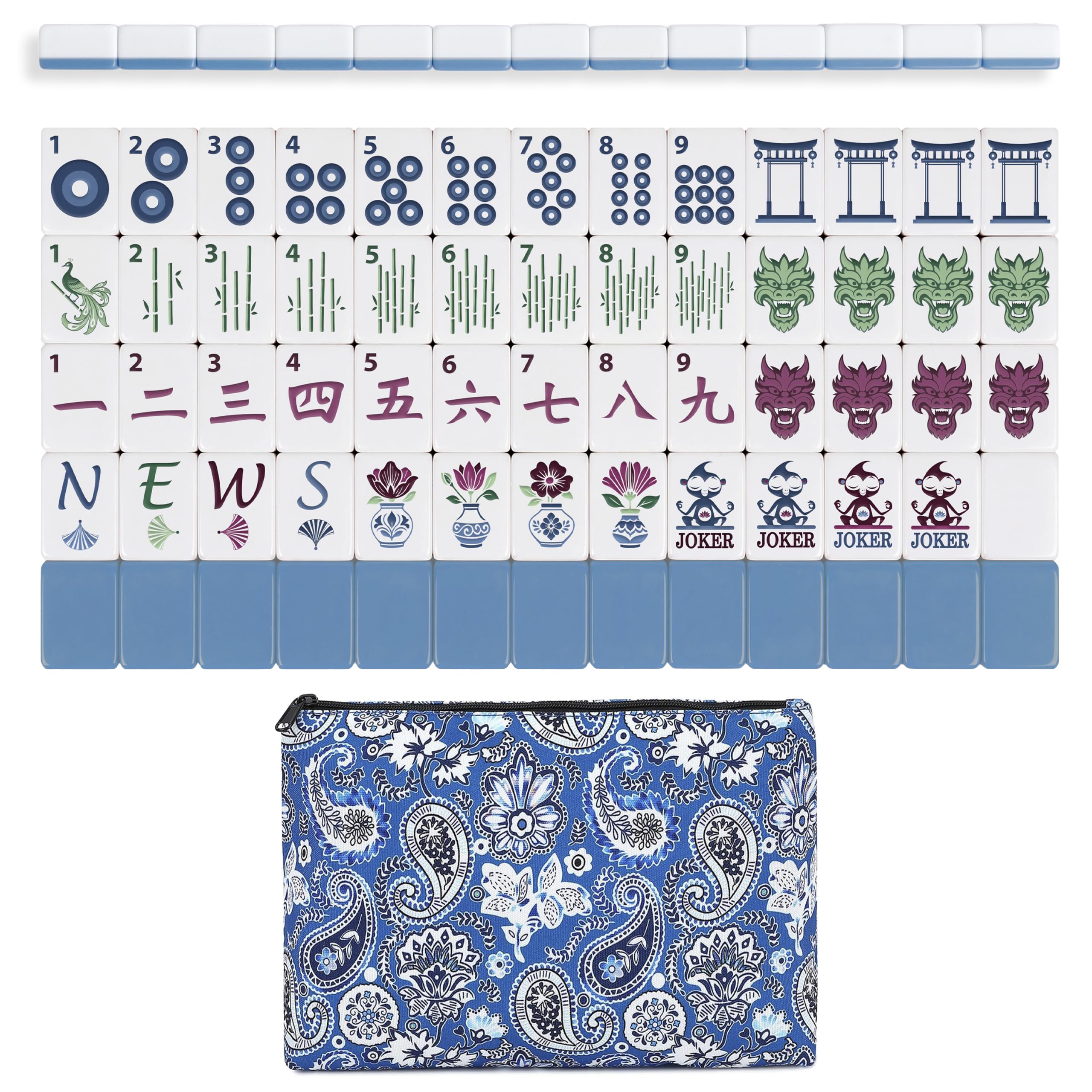 Sweet Jojo Designs Blue Monkey - Set di piastrelle in melamina Mahjong, 160 pezzi