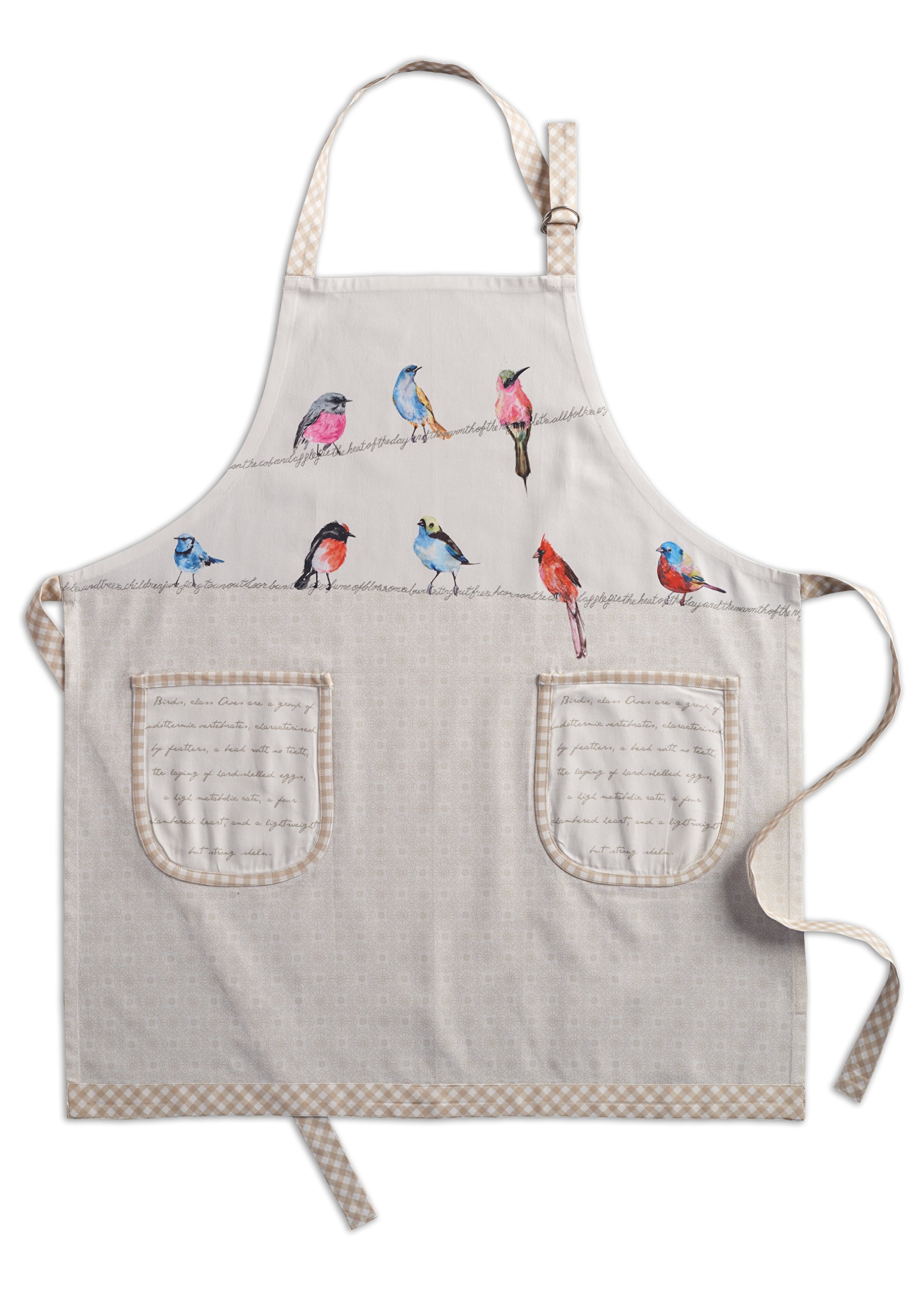 Maison D' Hermine Women's 18 - Birdies On Wire Apron, 100% Cotton, 1 Piece, Adjustable Neck Strap, Apron With Middle Pocket And Long Ties For Men, Chef, 70 Cm X 85 Cm