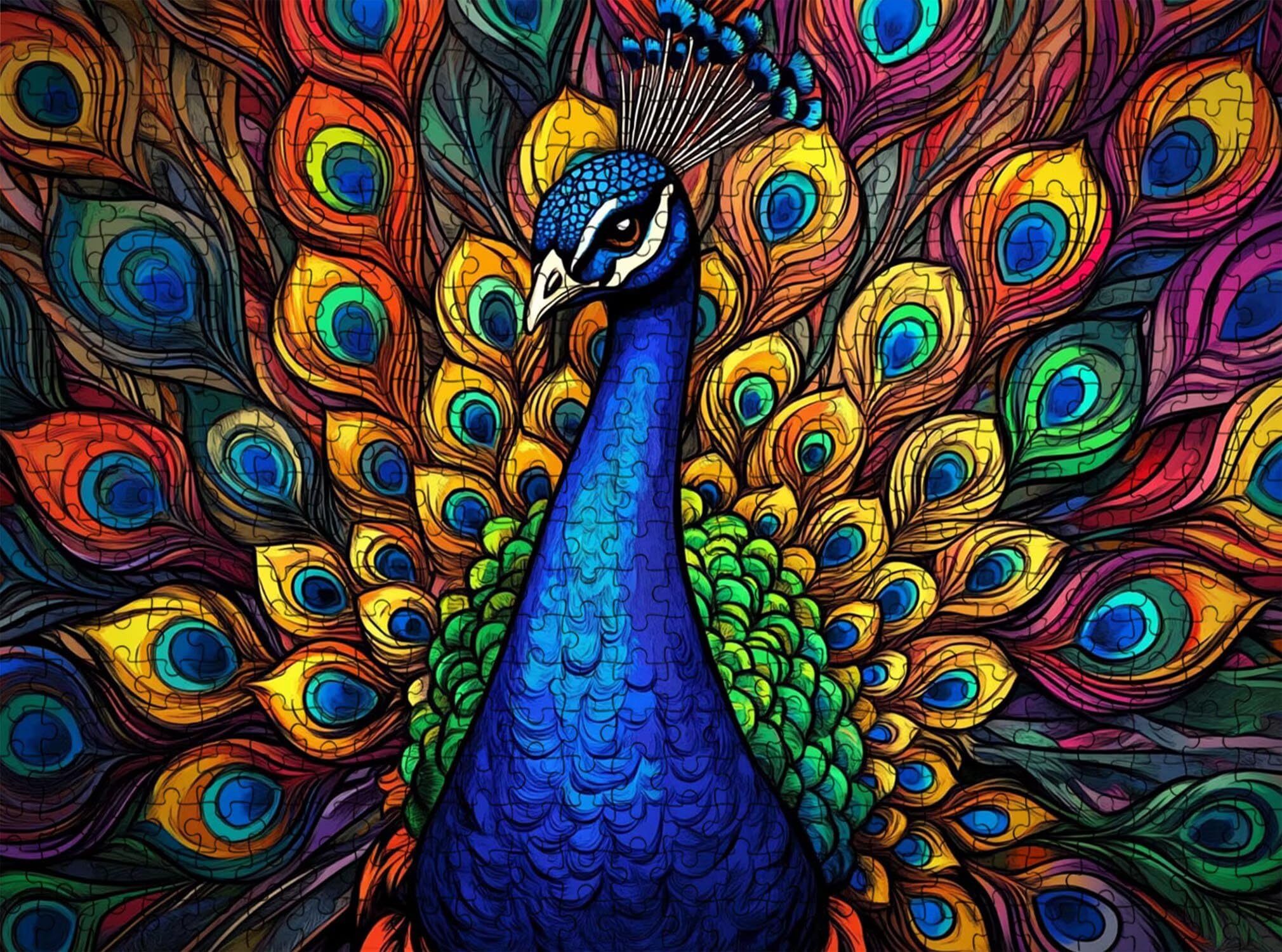 Pavone bellezza Puzzle 2000 Pezzi per Adulti, Puzzle in Legno - Collezione Classica con Poster Incluso -Sfida di Concentrazione e Passatempo Antistress, Gioco Educativo per Famiglia, 99 x 70 cm f0-591