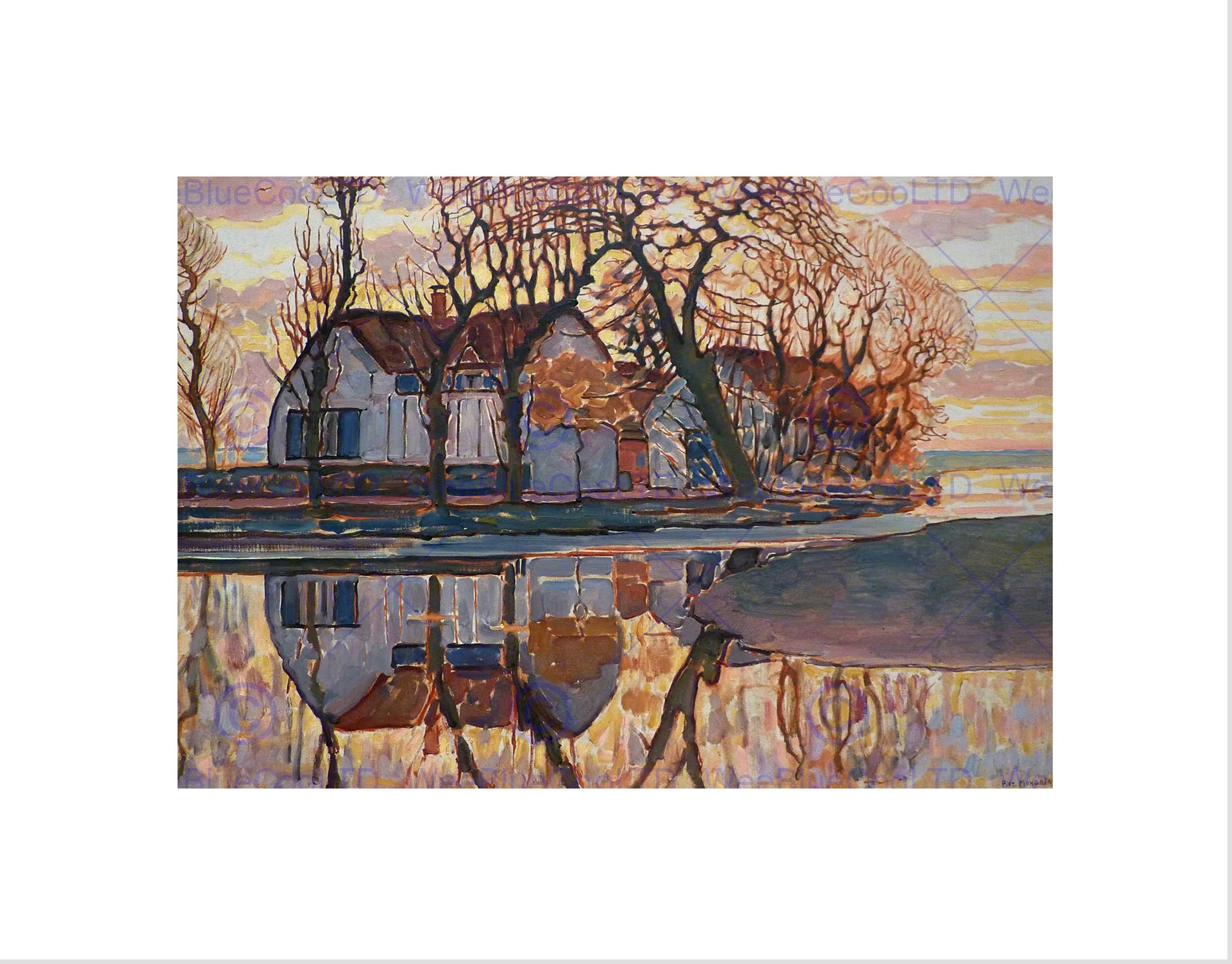 Wee Blue Coo MONDRIAN FARM NEAR DUIVENDRECHT 1916 OLD MASTER FRAMED ART PRINT B12X1780