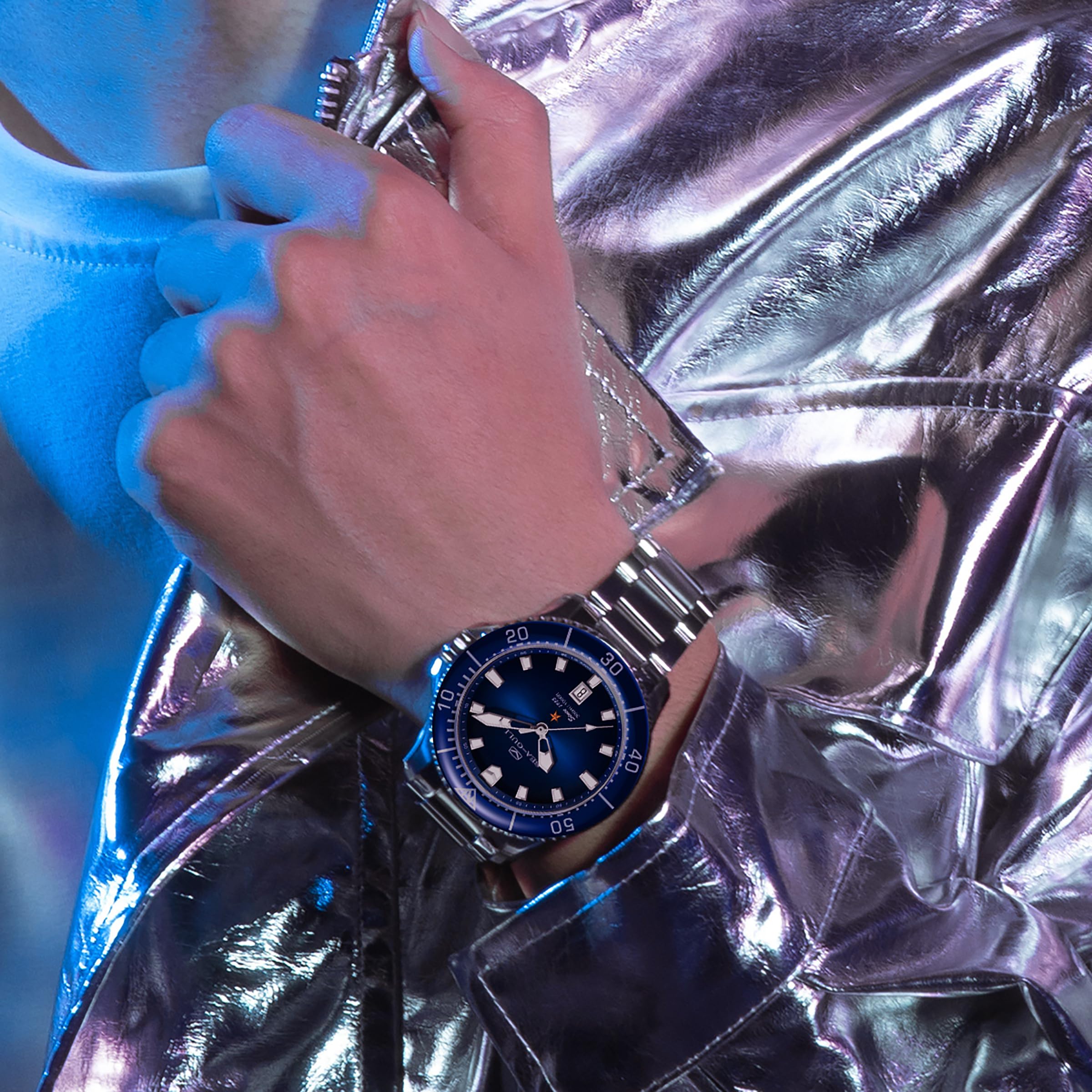 SEA-GULL Automatische mechanische Taucheruhr für Herren, Edelstahl, wasserdicht, Business-Kleid, leuchtender Kalender, Armbanduhren, 41 mm, Ocean Serie PRO