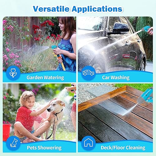 Miniatura 6 de AUTOMAN Boquilla de manguera de jardín, rociador de manguera de 4 patrones ajustables, boquilla de manguera de agua de alta presión resistente para