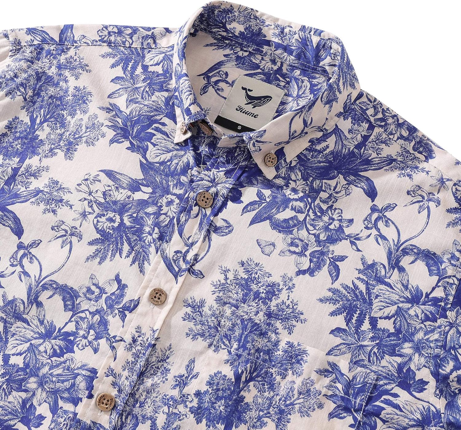 Men's Hawaiian Shirt Rural Scenery Print Cotton Button-Down Long Sleeve Aloha Shirt