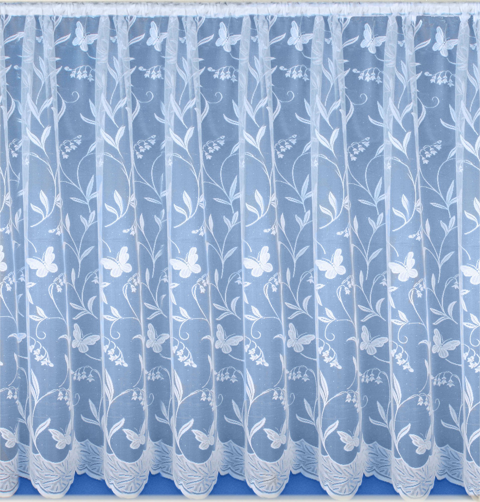 Styled ForYour Home Lizzy Butterfly & Floral White Net Curtain. 48 Inch (122cm) Drop. SOLD BY THE METRE.