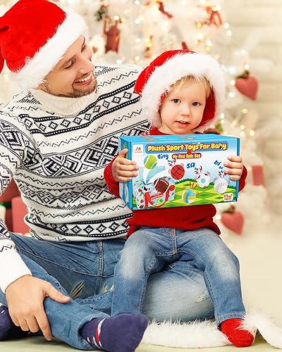 Miniatura 8 de Vanmor Sensory Sports Balls for Babies 6-12M+, 6 Pack Machine Washable Plush Ball Set with Crinkle, Rattles, Squeaky Sounds, Toddler Learning Toys,