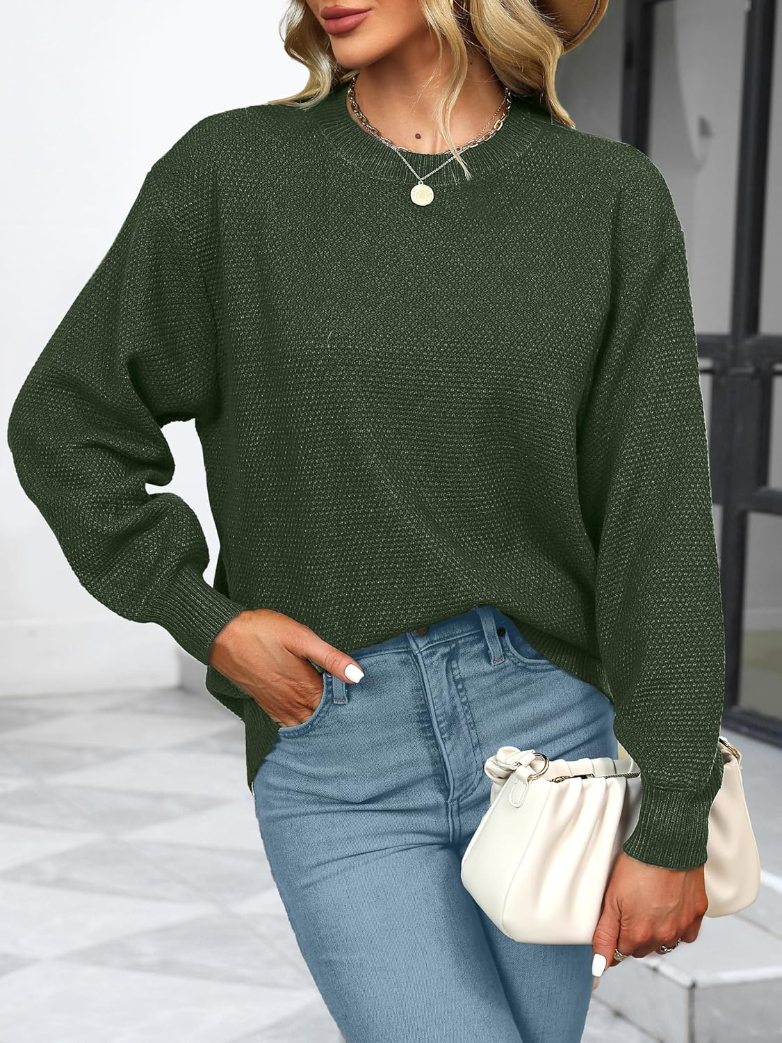 NIeyook Women's Oversized Sweaters Fall Winter Trendy Crew Neck Pullover Sweater Long Sleeve Loose Heathered Knit Tops 2025 - Image 4