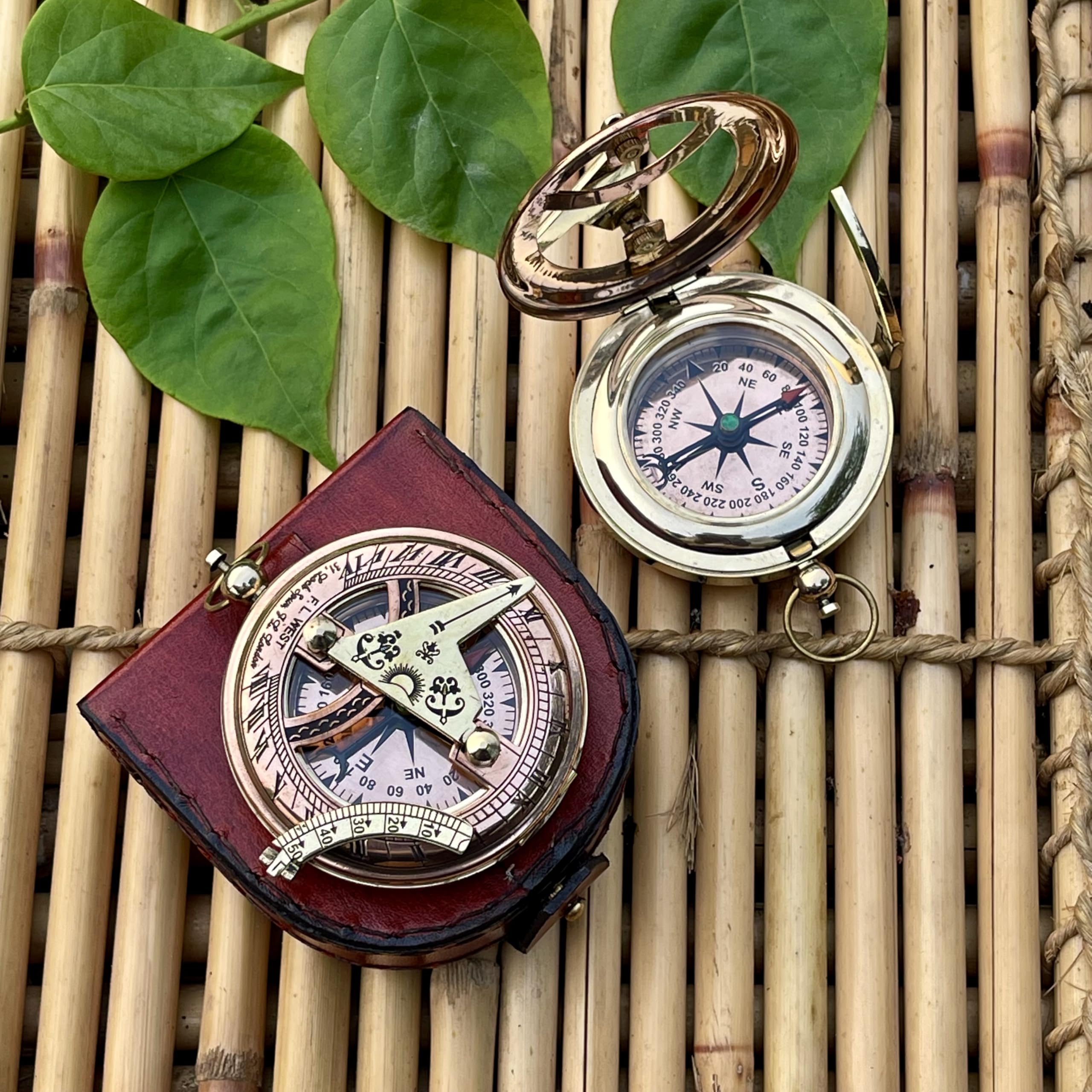 Woanin Boys Brass And Cooper Personalized Compass, Engraved Compass, Custom Compass, Wedding Gift, Groomsmen Gift, Wedding Keepsake, Christmas, Baptism, Graduation, Scouts, Sundial, Nautical, Anniversary, Fathers Day