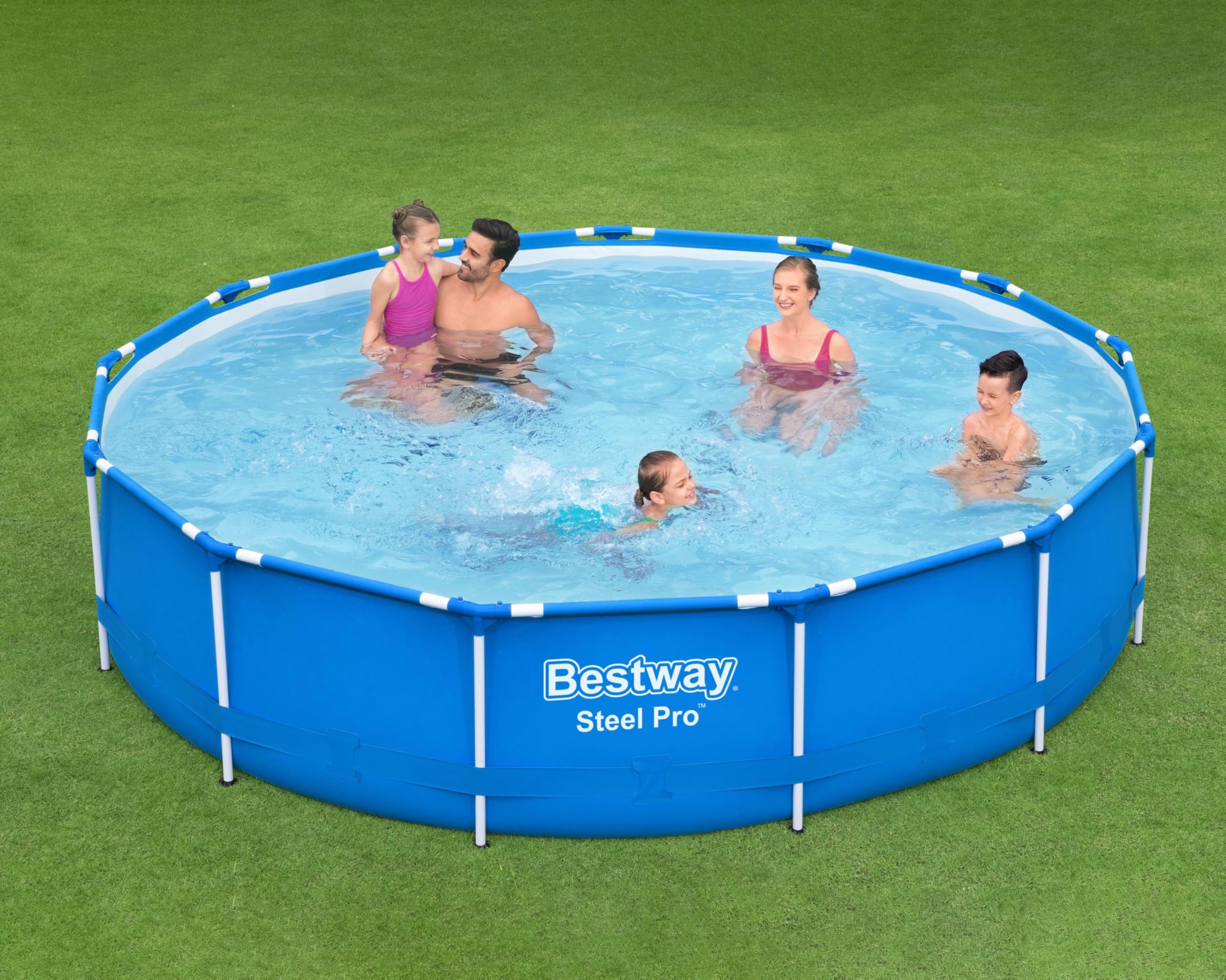 Bestway Steel Pro Frame Pool-Set Ø 396 x 84 cm mit Filterpumpe, blau, rund