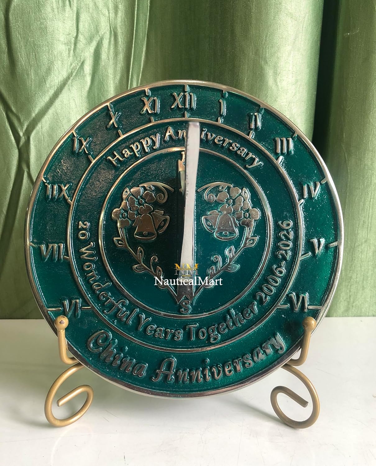 NauticalMart Anniversary Sundial Gift for 20th China Wedding Anniversary in 2026 - Home Decor Or Garden Present Idea - Handmade Gifts for Him, Her Parents Or Couples 20 Year Celebration