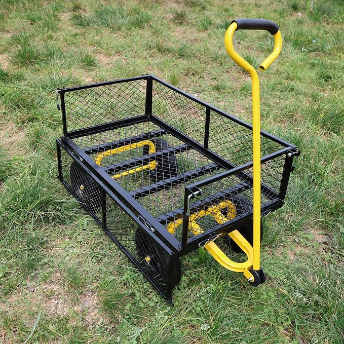 Solid Wheels Tools carretilla de jardín con ruedas sólidas (Negro + Amarillo) miniatura 6