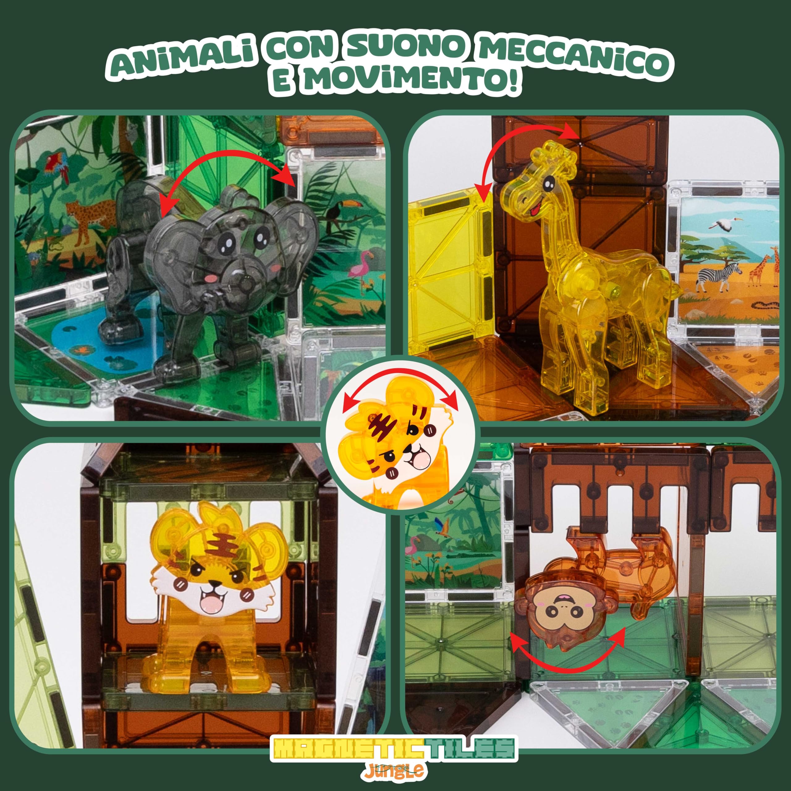 BONNYCO Costruzioni Magnetiche per Bambini con Figure di Animali 50 PCS. Magneti Bambini con Illustrazioni, Tessere Magnetiche. Giochi Magnetici Educativi, Regalo Bambino e Bambina 2D 3D, Natale