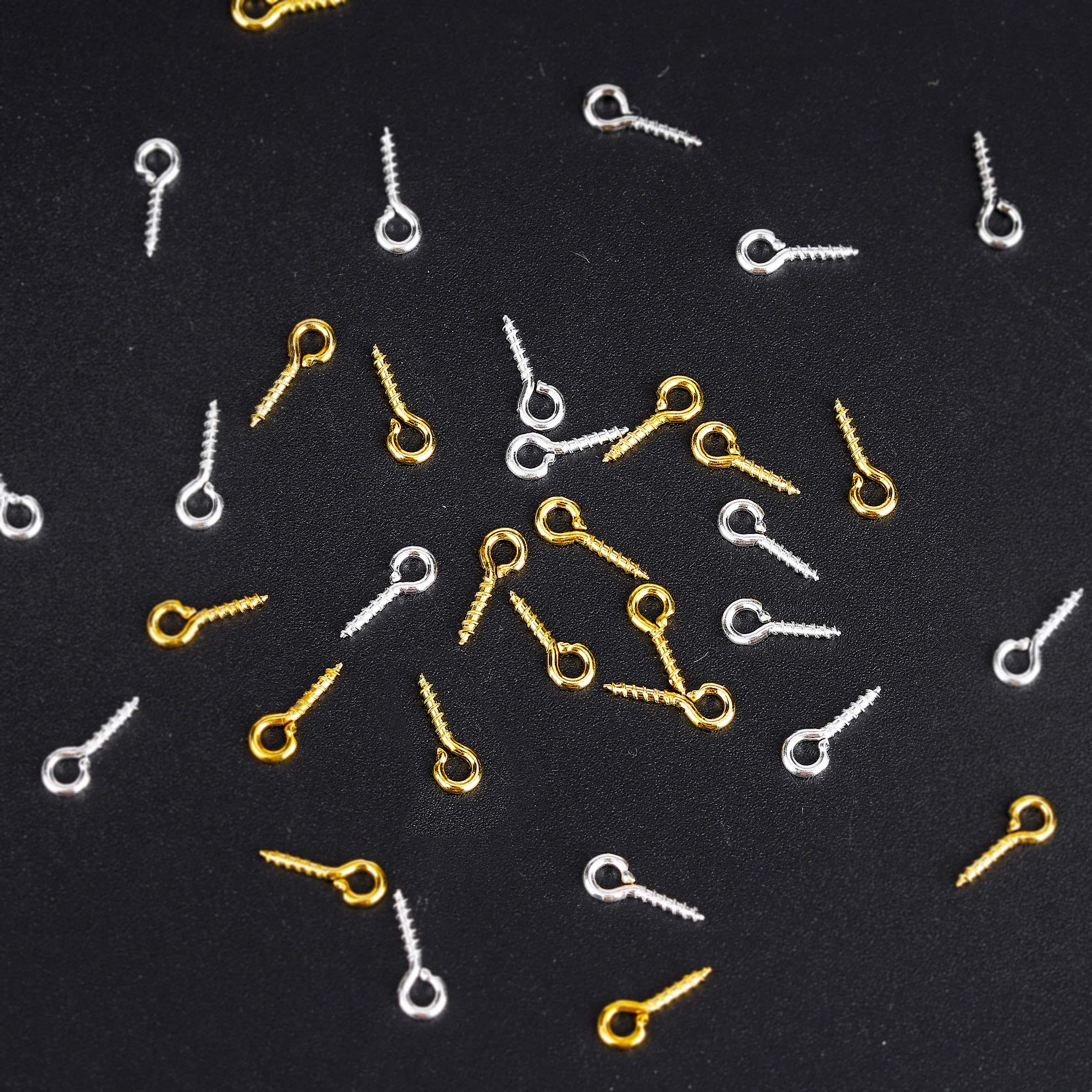 Viti a Occhiello 600 Pezzi Vite Occhielli Ganci Occhielli Viti Filettati per Gioielli Creazione di Risultati Artigianato Fai-da-Te 10 mm x 4 mm x 1 mm