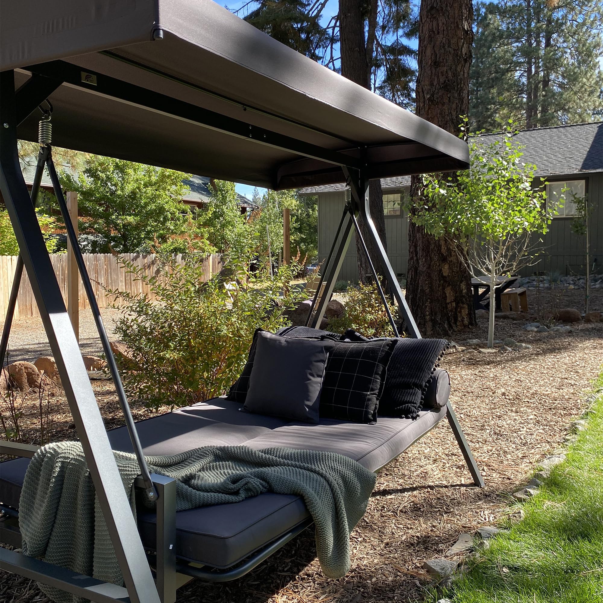 Patio Bench Purple Leaf 3-Seat Porch Swing Weatherproof