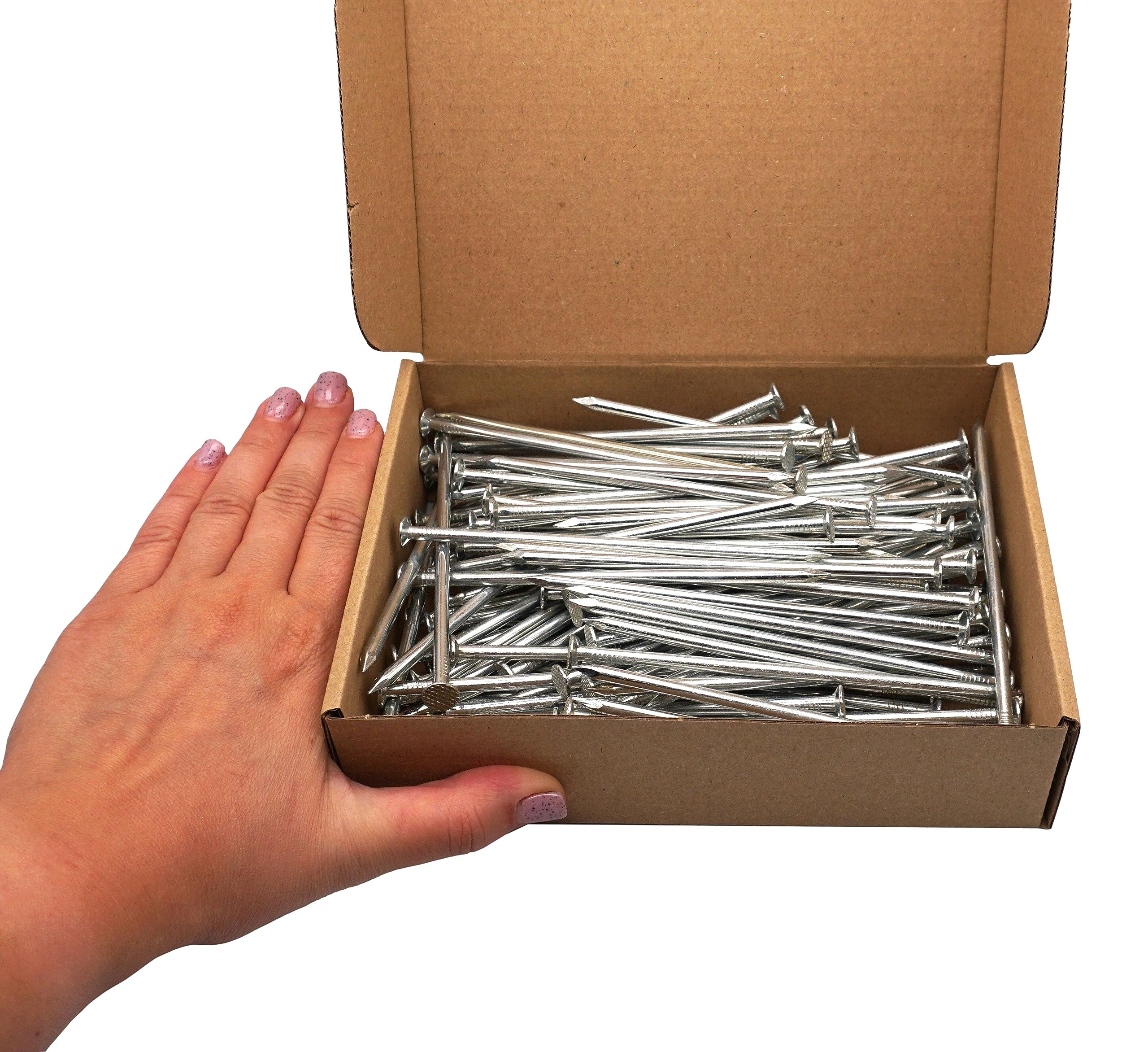 SKIR'CO (140 pcs) Clous de construction en acier zingué 4,0 x 120 mm, clous à fil courant, tête plate et ronde, clous en acier pour menuiserie