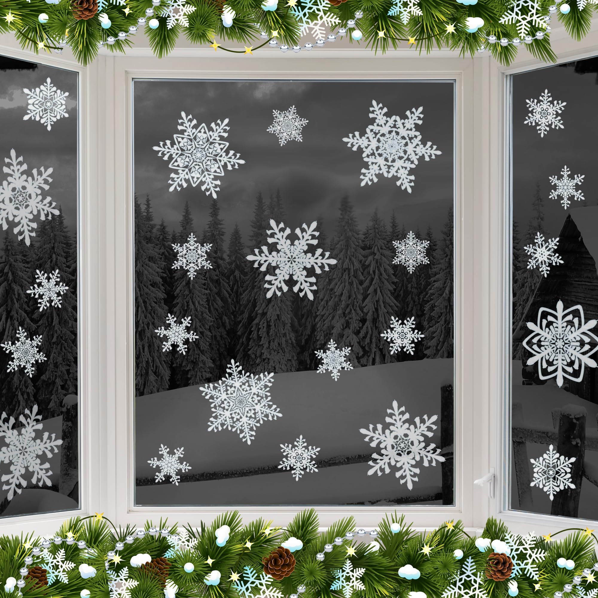 24 Large Snowflake Window Clings