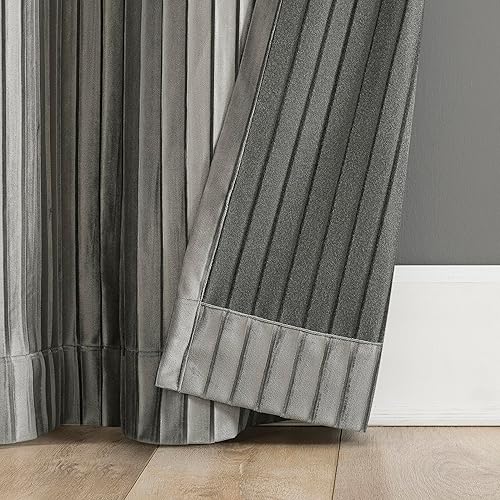 Miniatura 3 de Sun Zero Scarlett - Juego de 2 paneles de cortinas opacas plisadas de terciopelo que reducen el ruido, 40 x 84 pulgadas, color gris